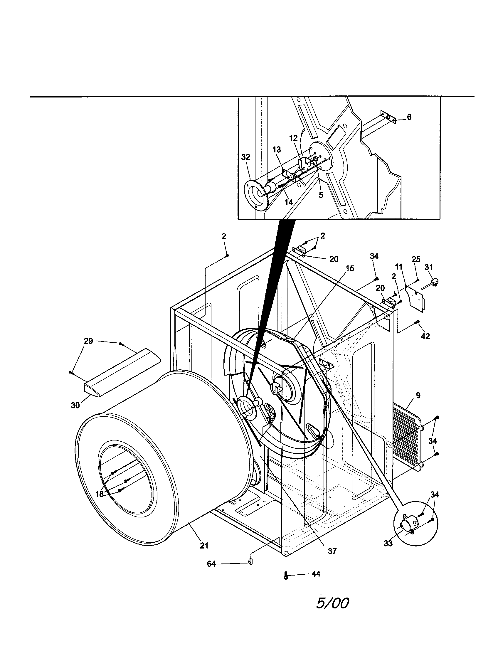 Sears Canada 970C9003200 drum/cabinet diagram