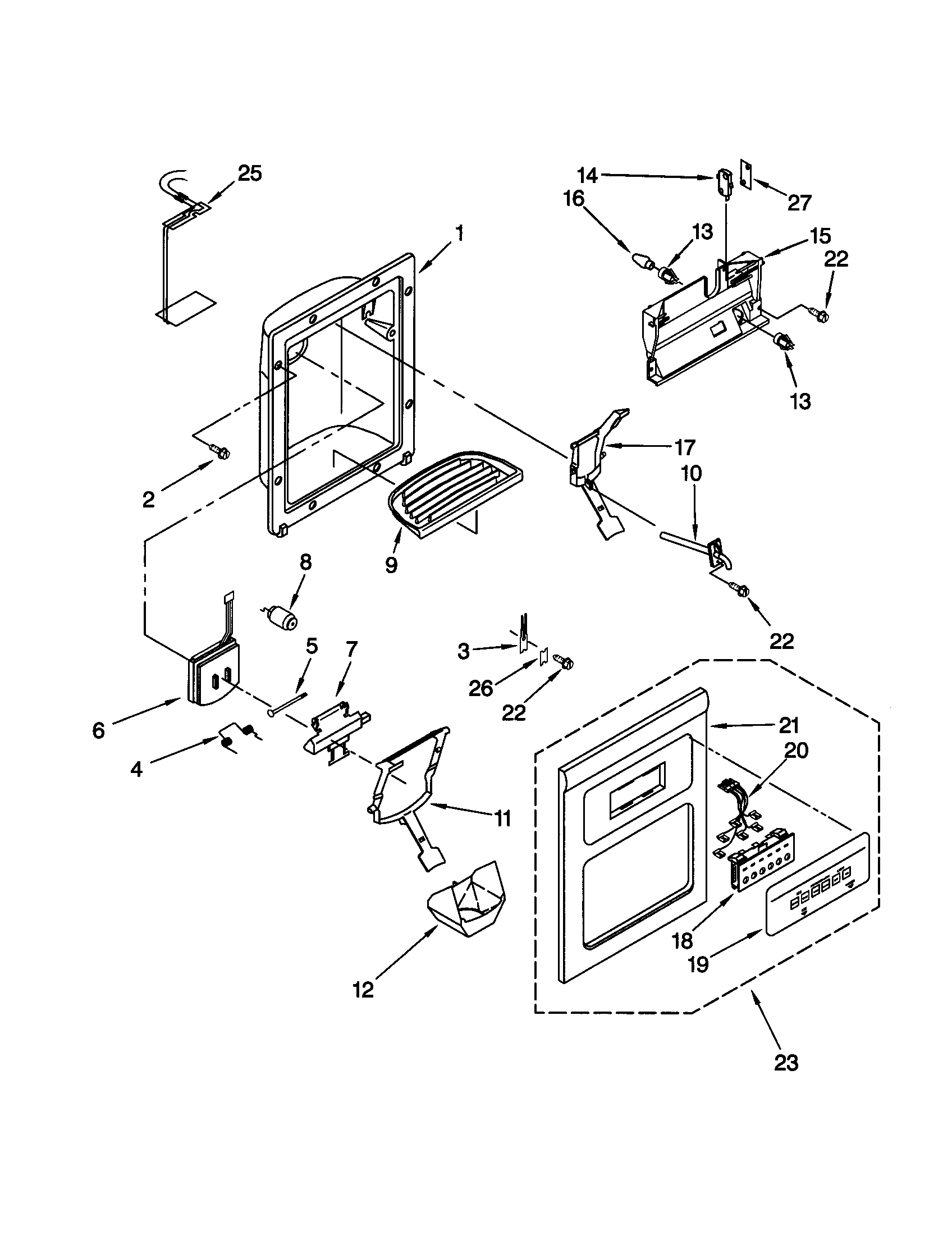 Kenmore 10659092990 dispenser front diagram