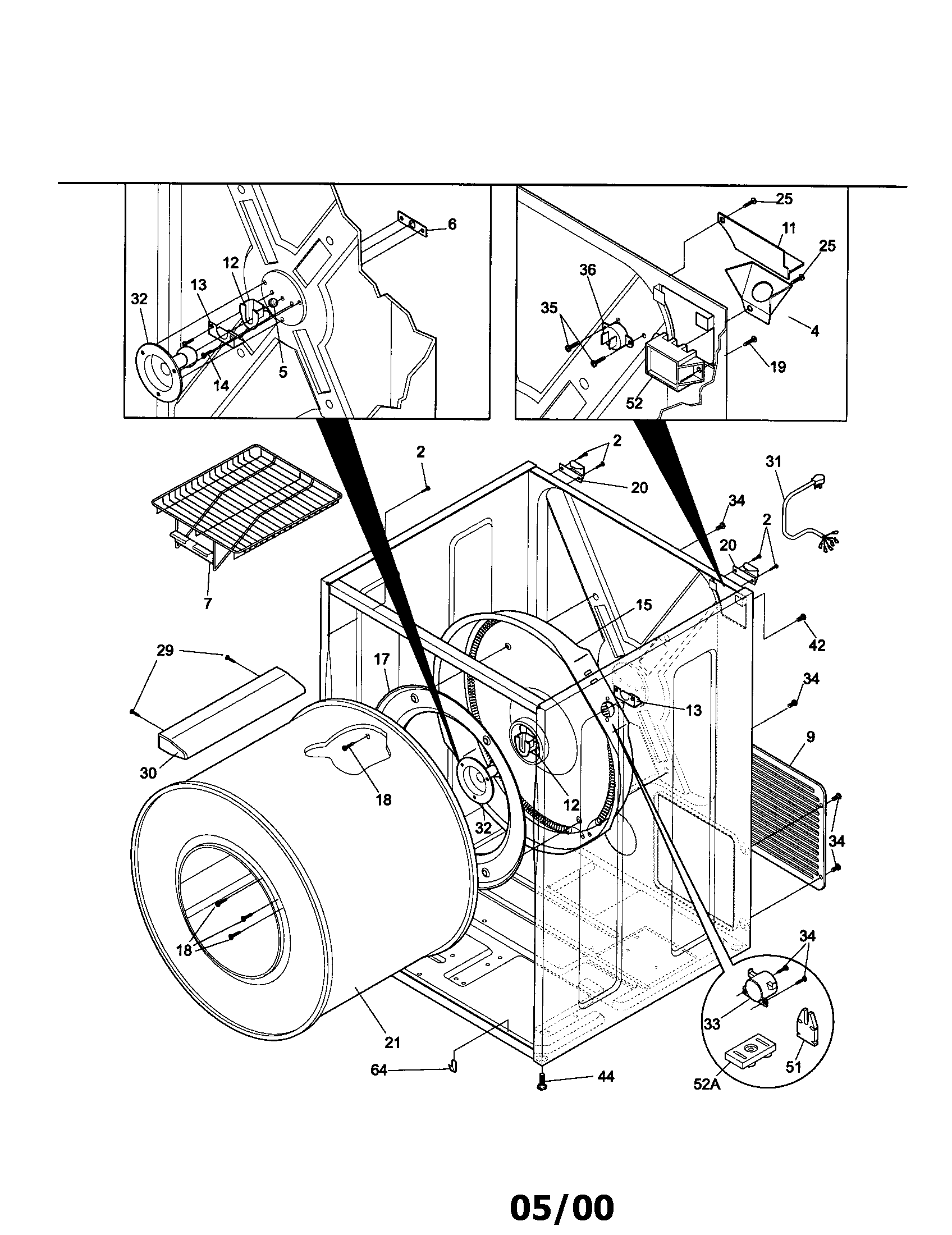 Sears Canada 970C8005200 drum/cabinet diagram