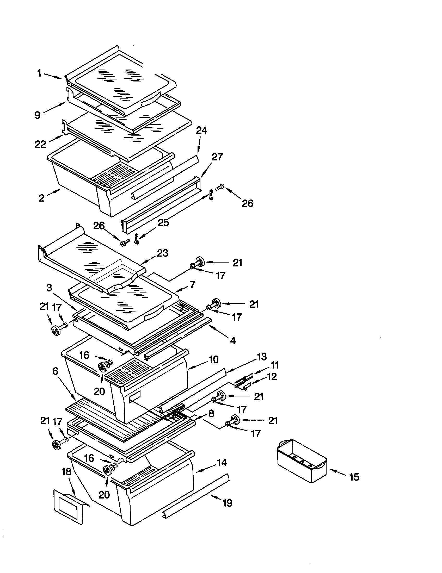 Kenmore 10659742991 refrigerator shelf diagram