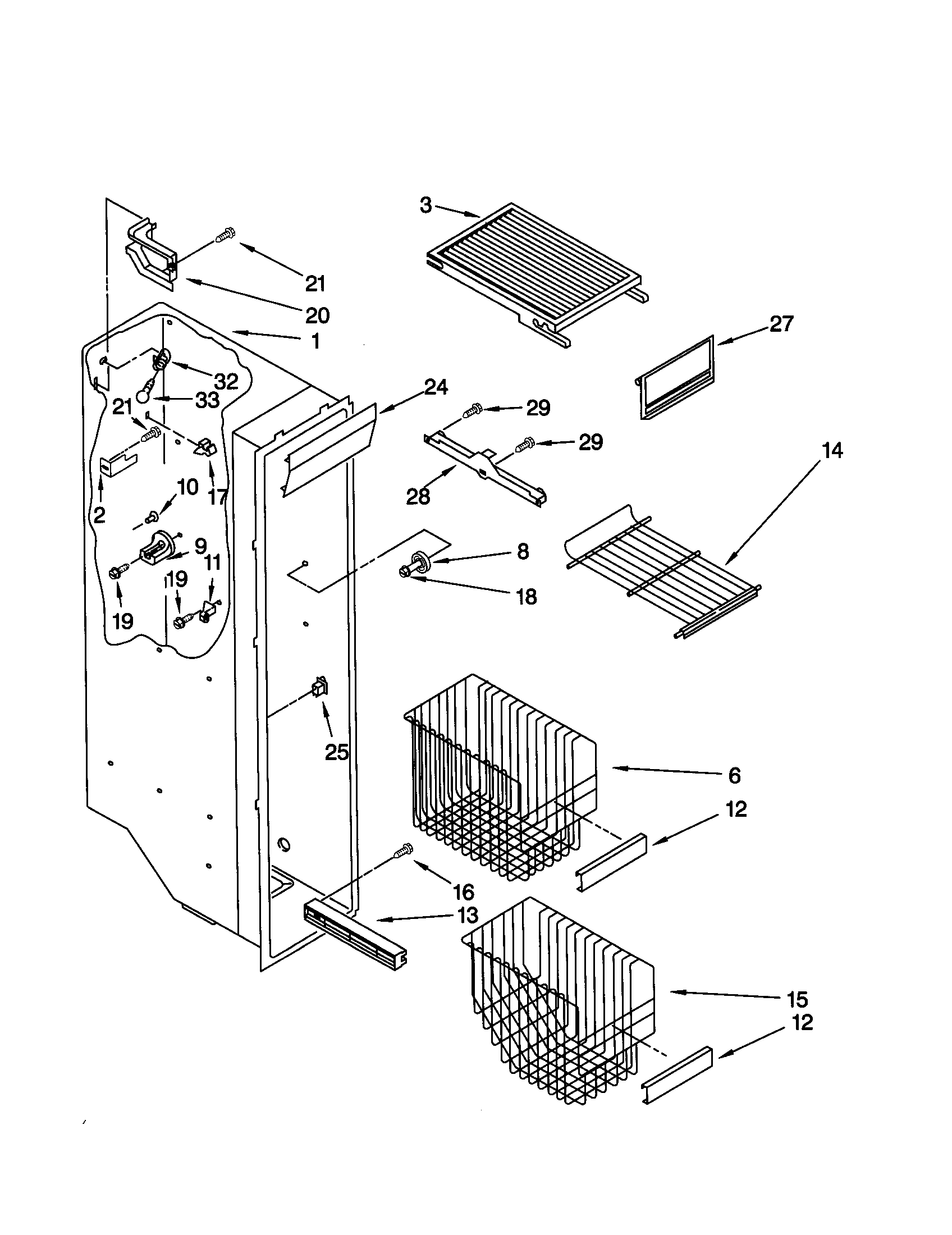 Kenmore 10659742991 freezer liner diagram