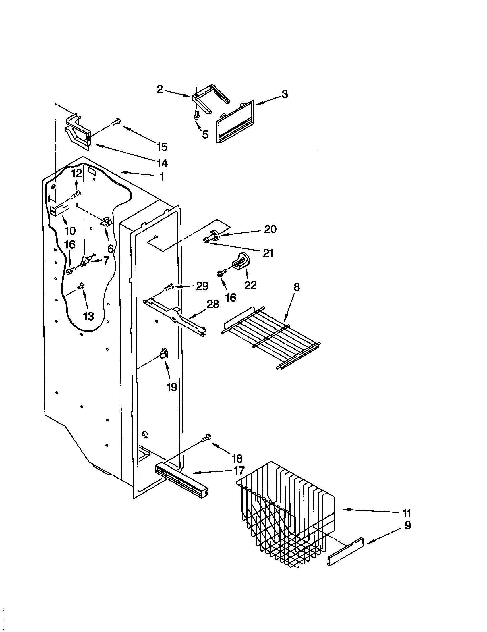 Kenmore 10659269990 freezer liner diagram