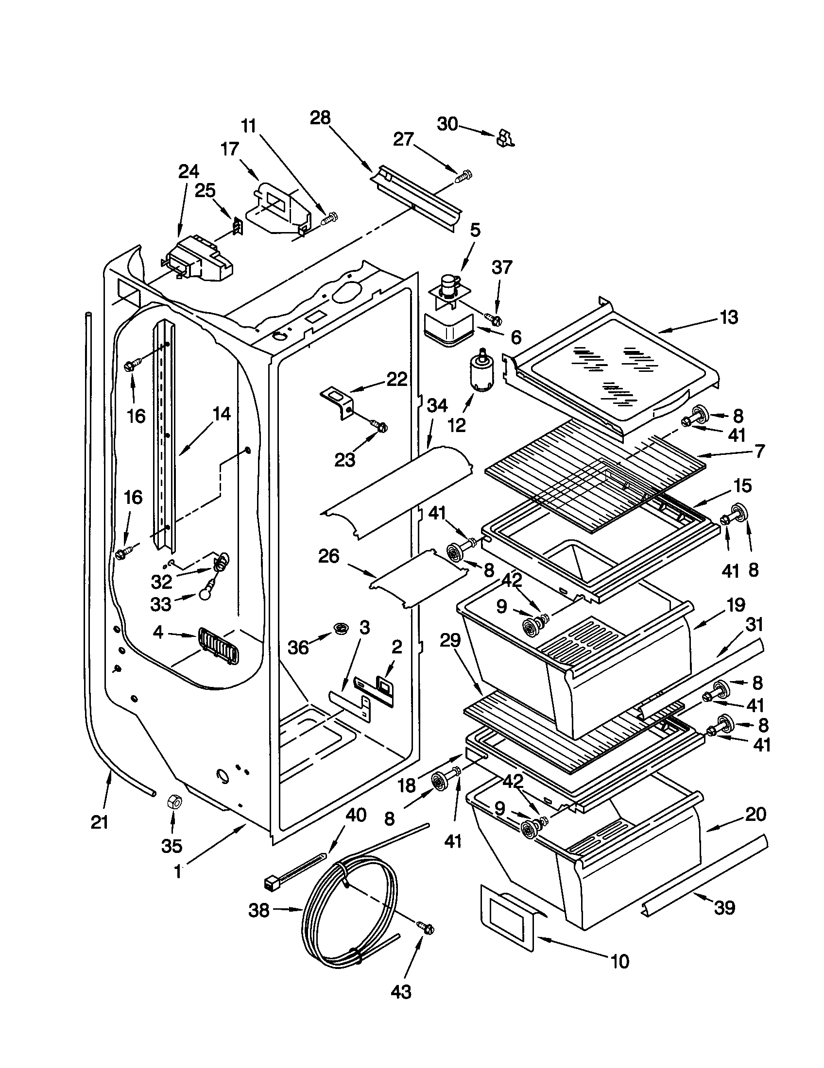 Kenmore 10659512990 refrigerator liner diagram