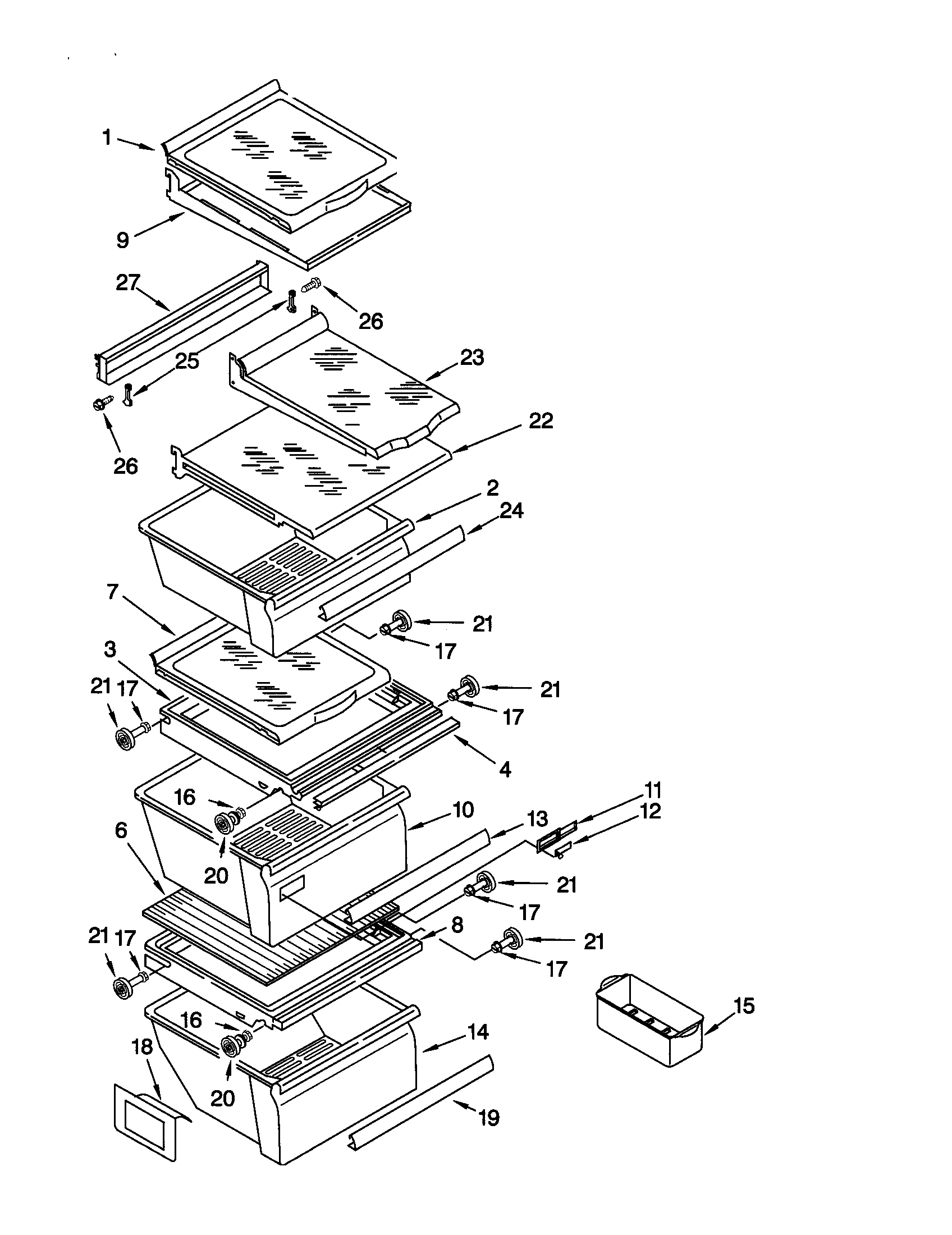 Kenmore 10659542991 refrigerator shelf diagram