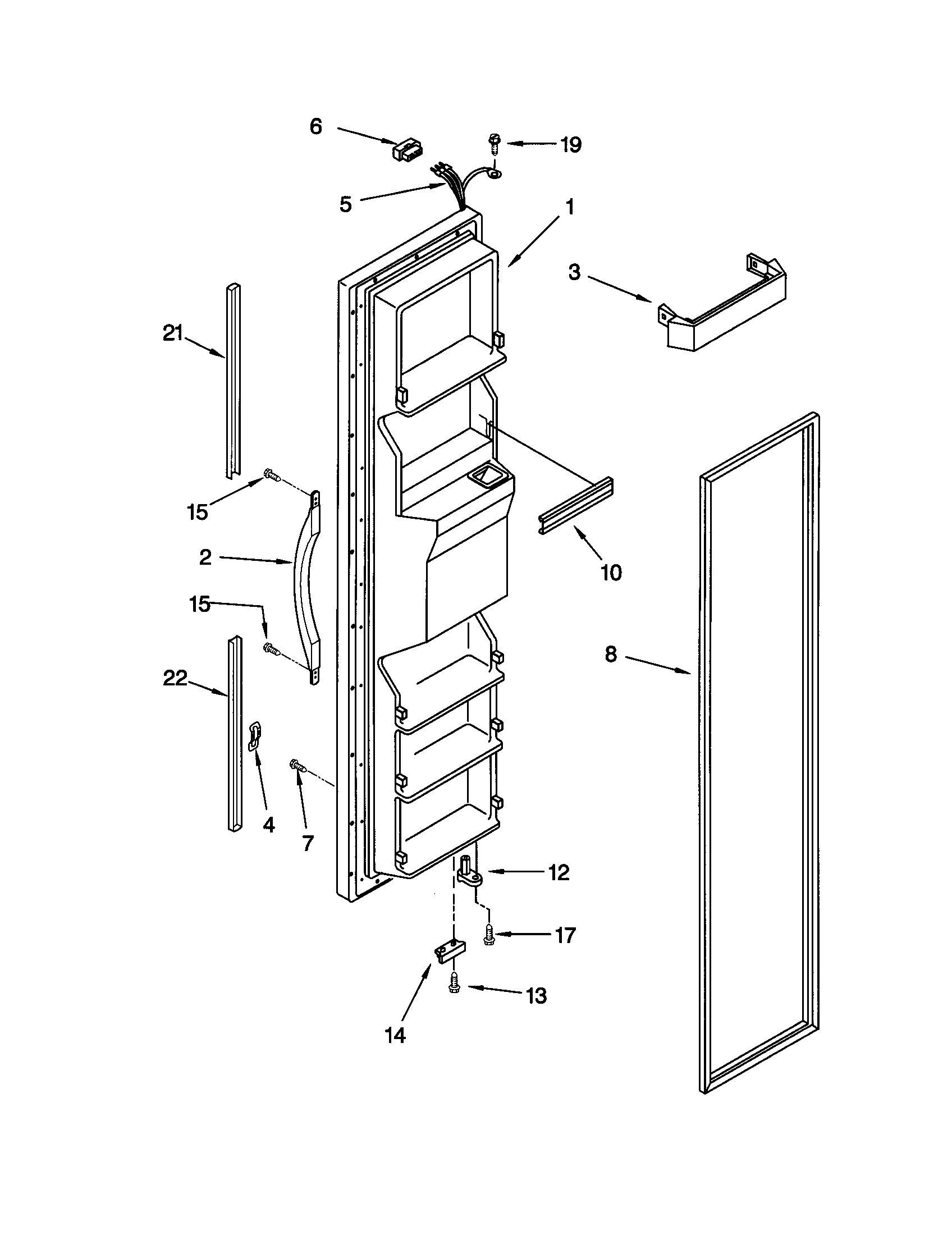 Kenmore 10659542991 freezer door diagram