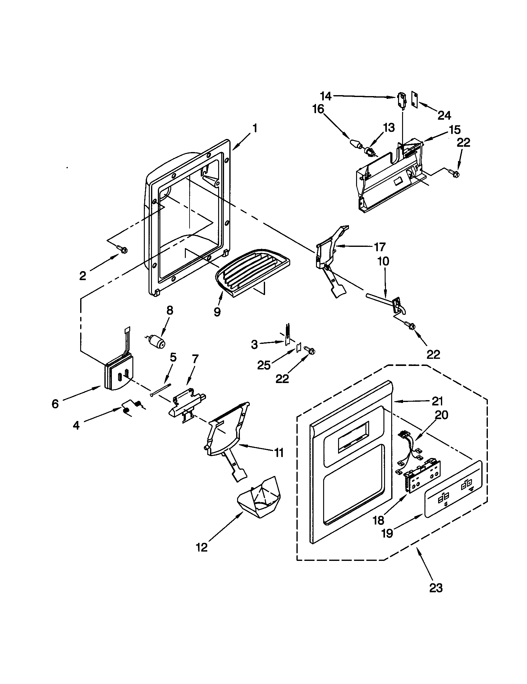 Kenmore 10659542991 dispenser front diagram