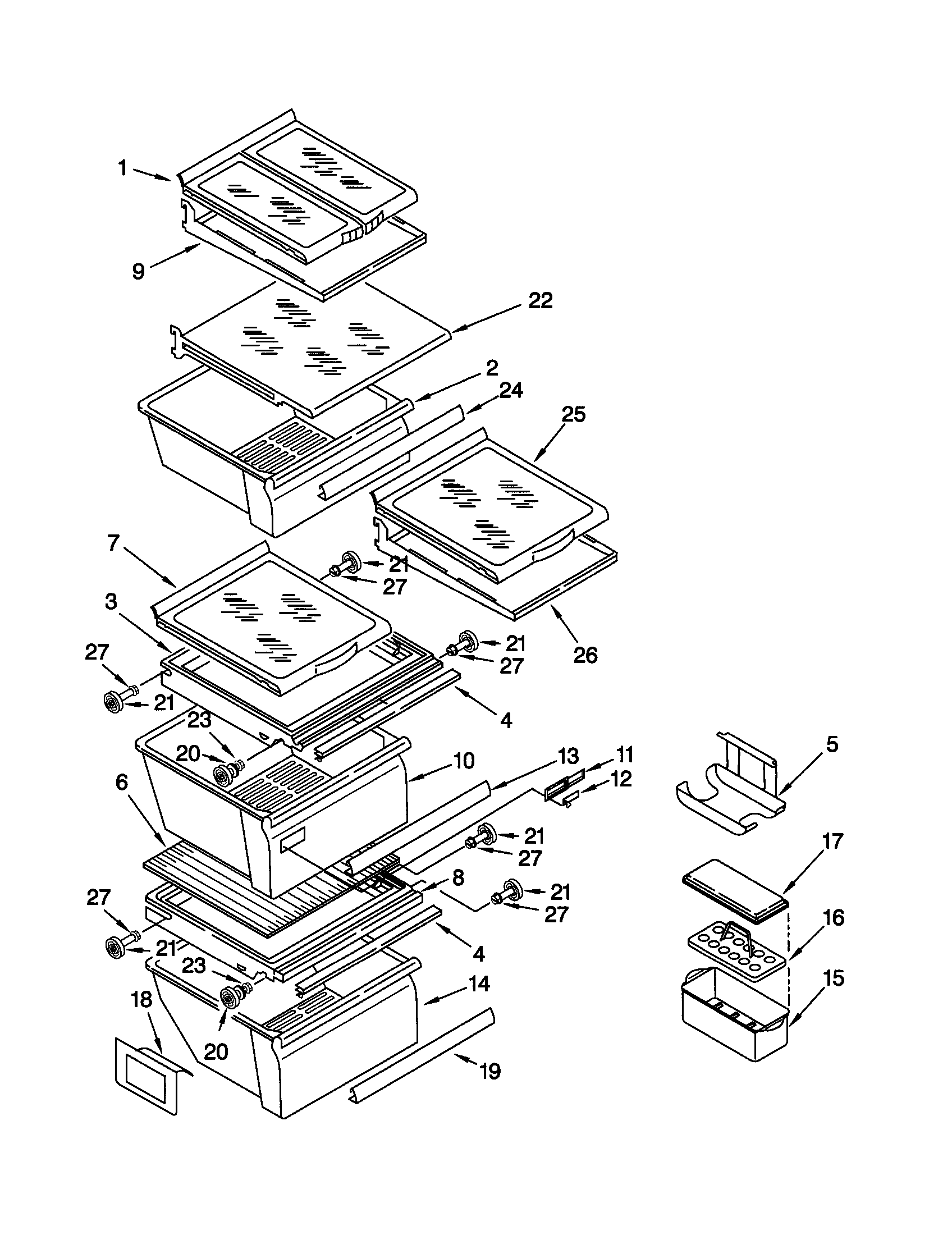 Kenmore Elite 10650502990 refrigerator shelf diagram