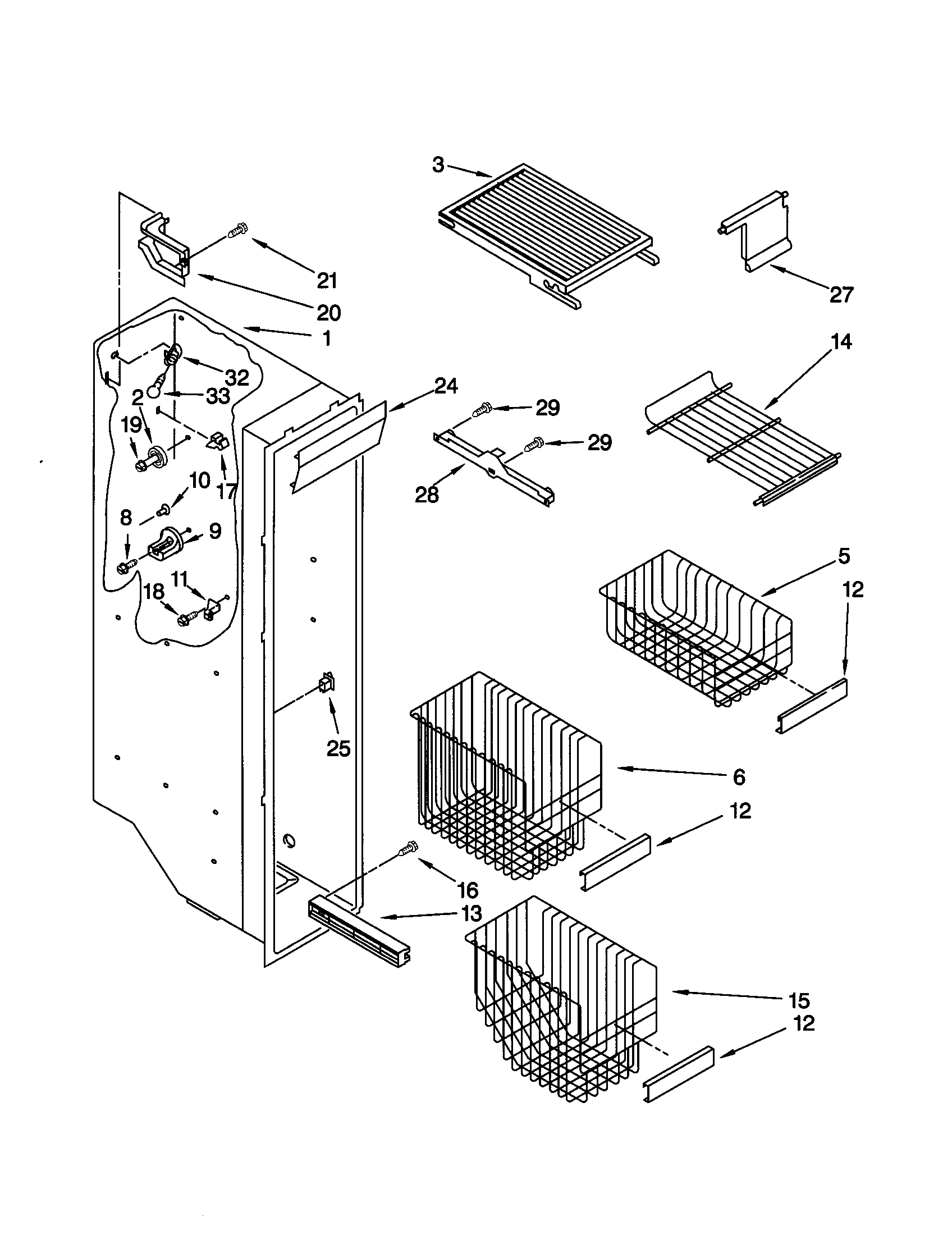 Kenmore Elite 10650502990 freezer liner diagram