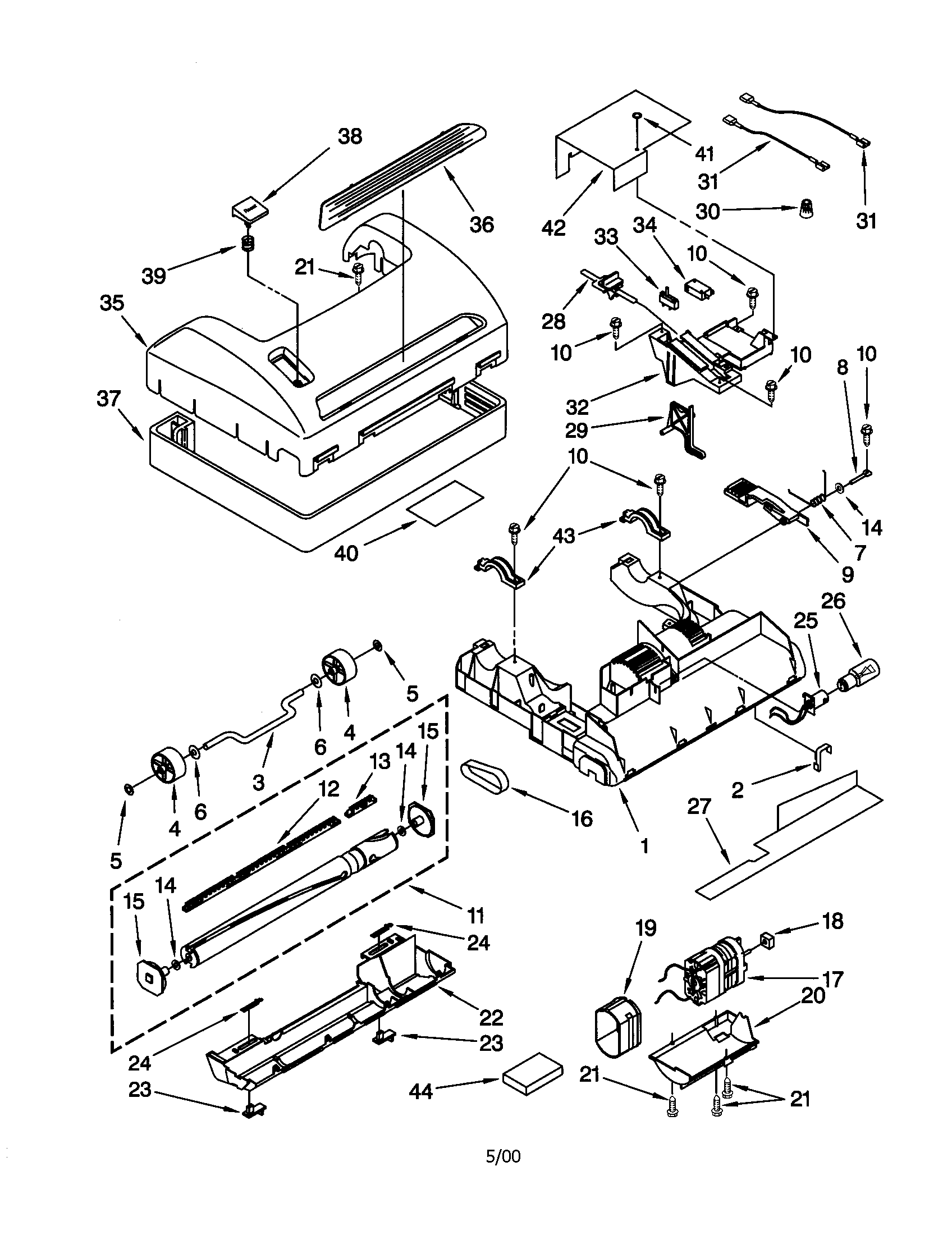 Kenmore 11635113690 nozzle and motor diagram
