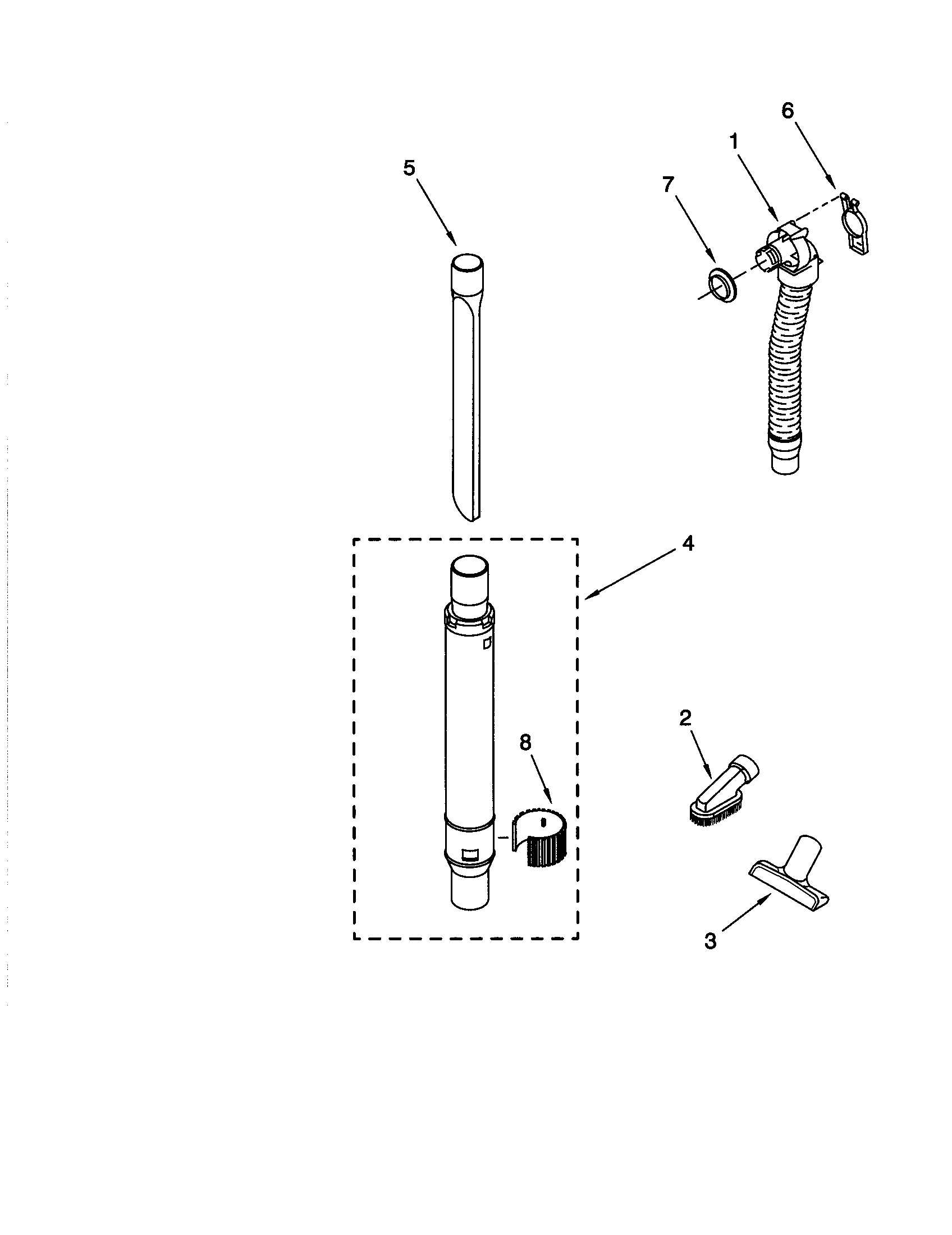 Kenmore 11635113690 hose and attachment diagram