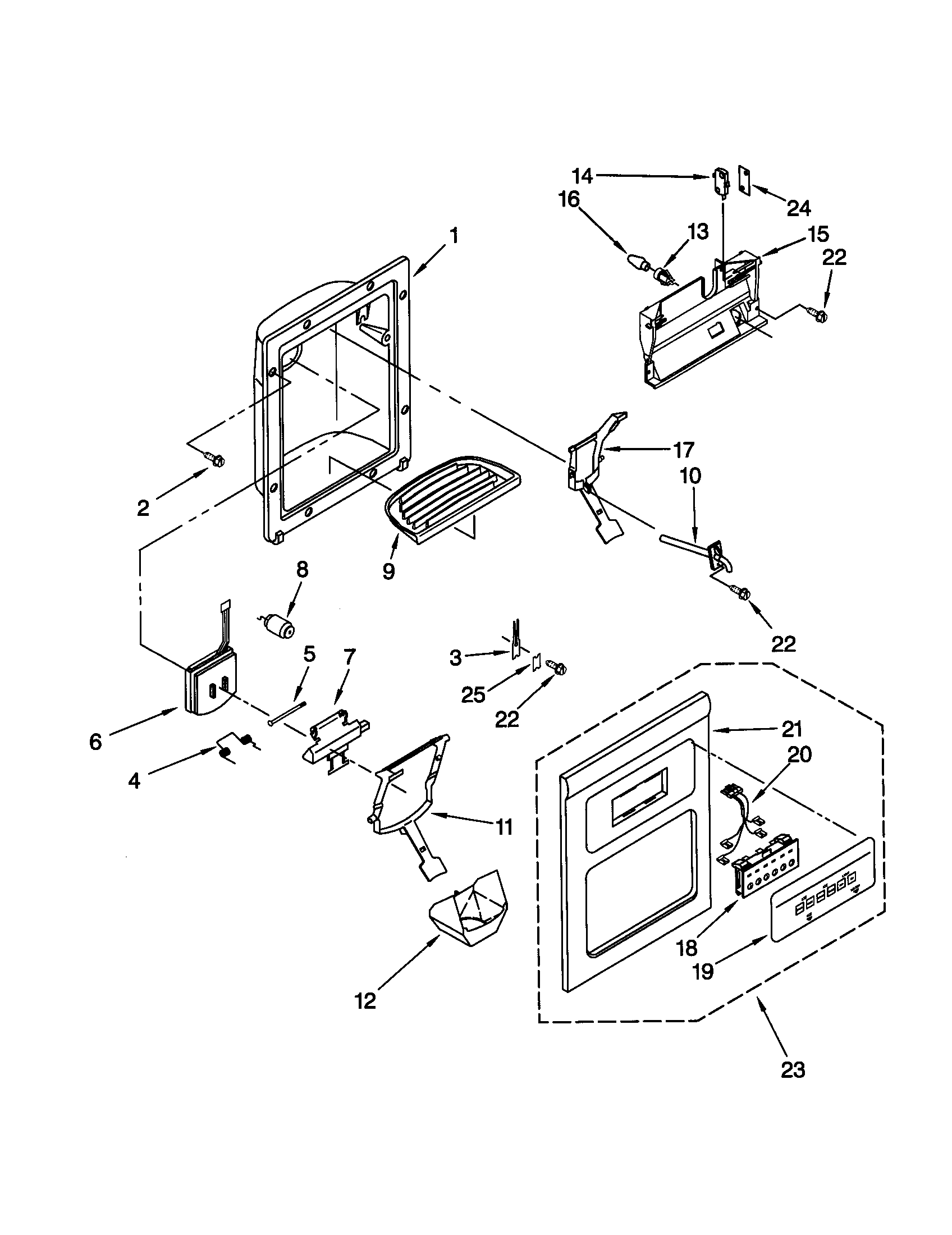 Kenmore 10659762990 dispenser front diagram