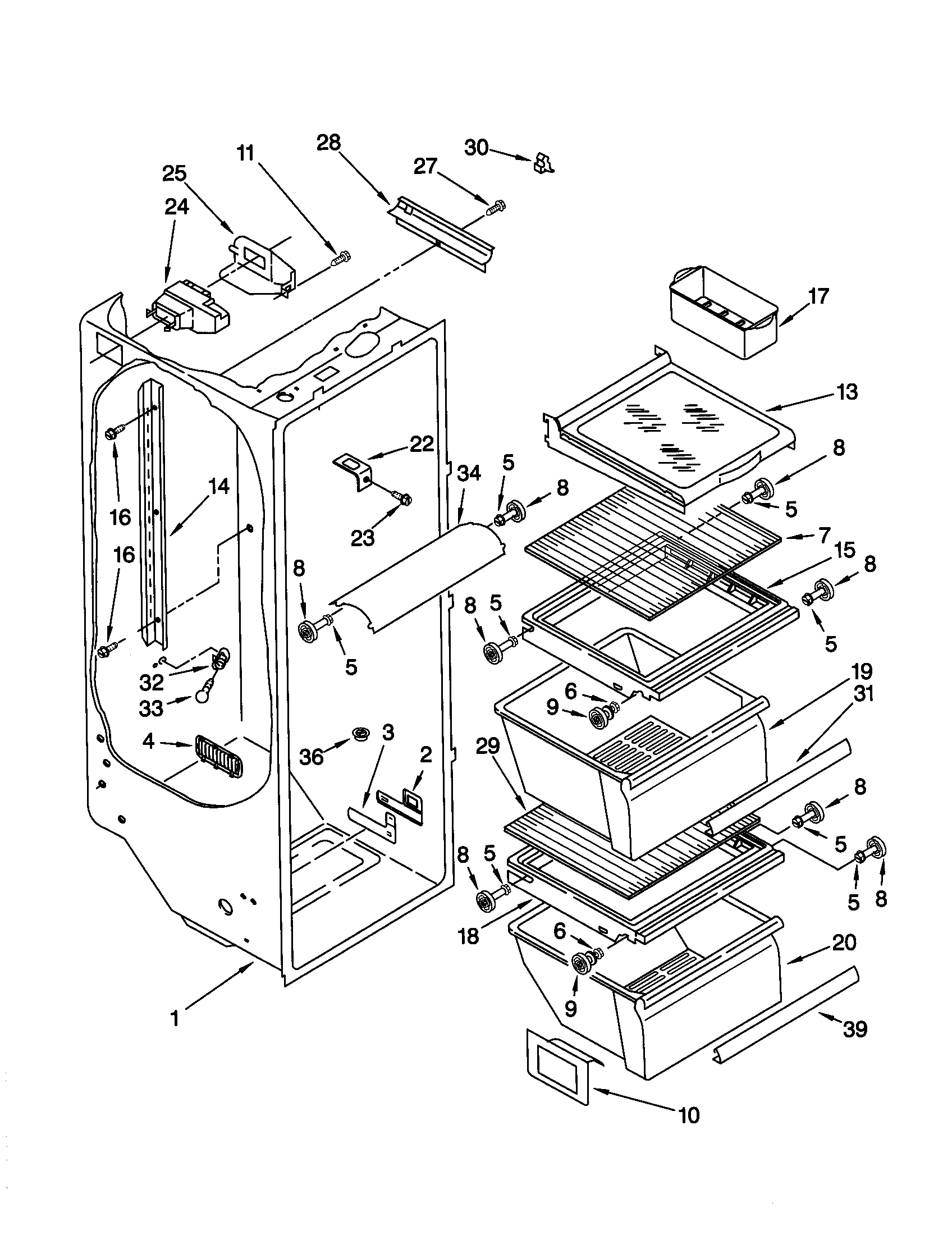 Kenmore 10648562891 refrigerator liner diagram