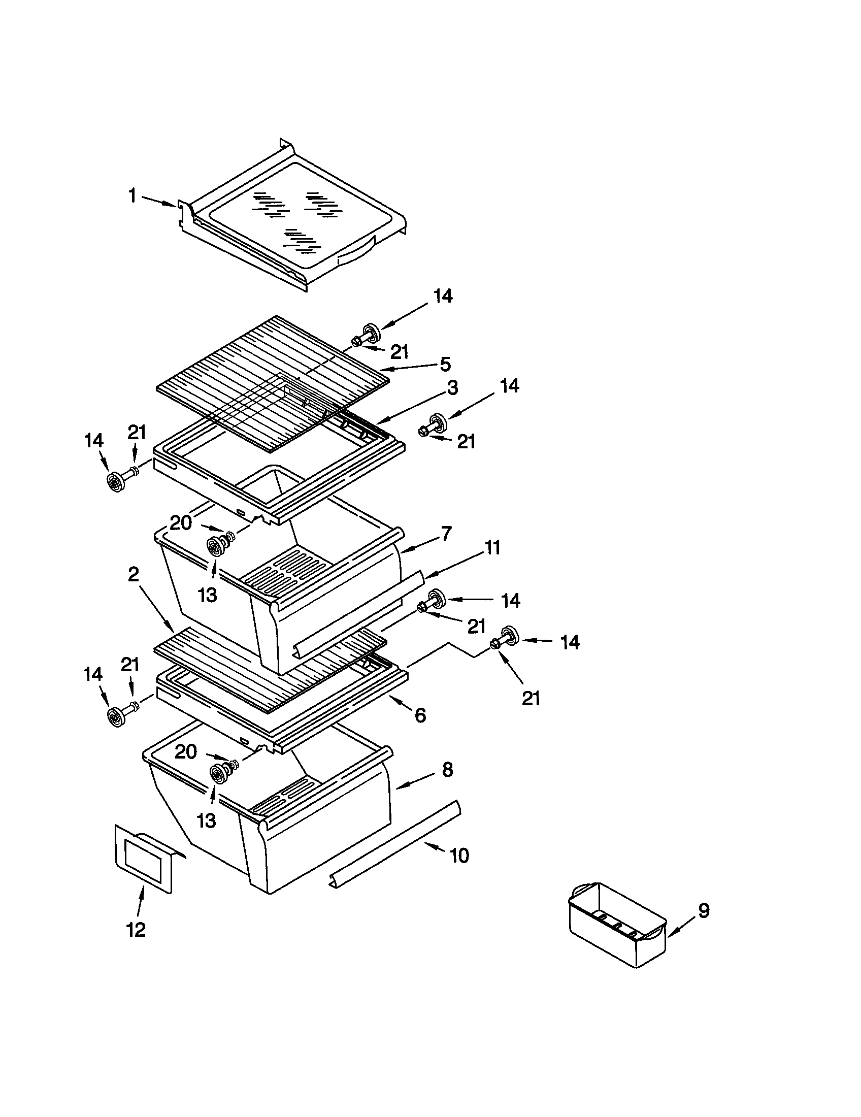 Kenmore 10648262891 refrigerator shelf diagram