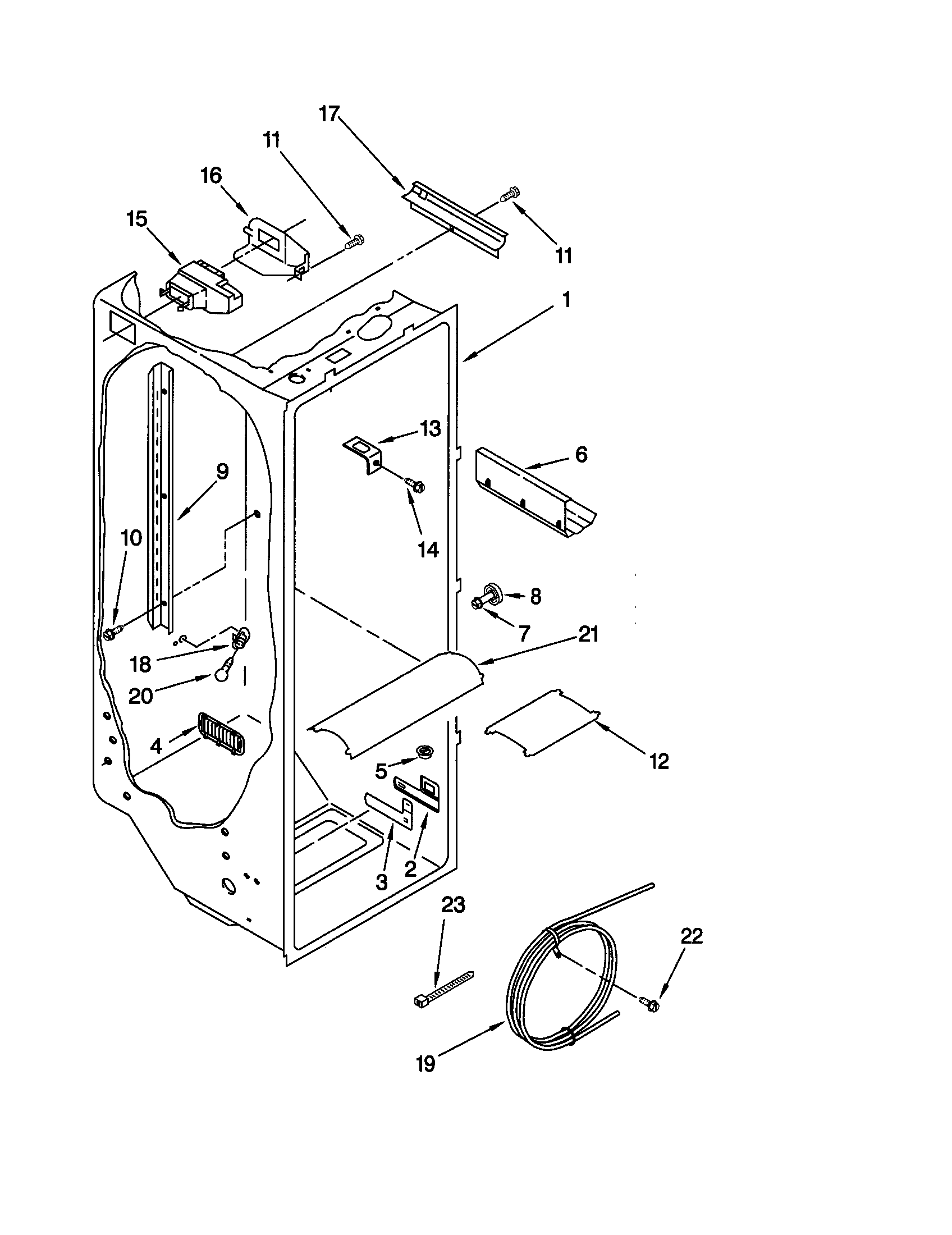 Kenmore 10659227991 refrigerator liner diagram