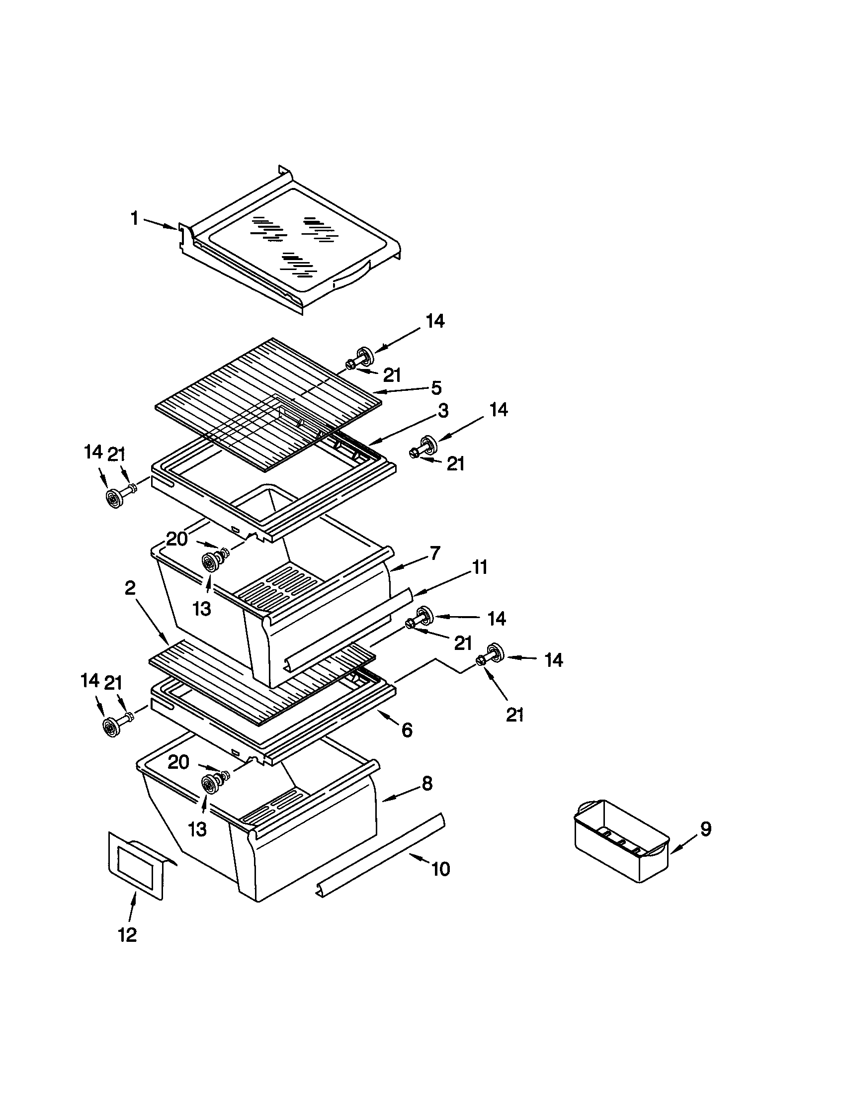 Kenmore 10659227991 refrigerator shelf diagram