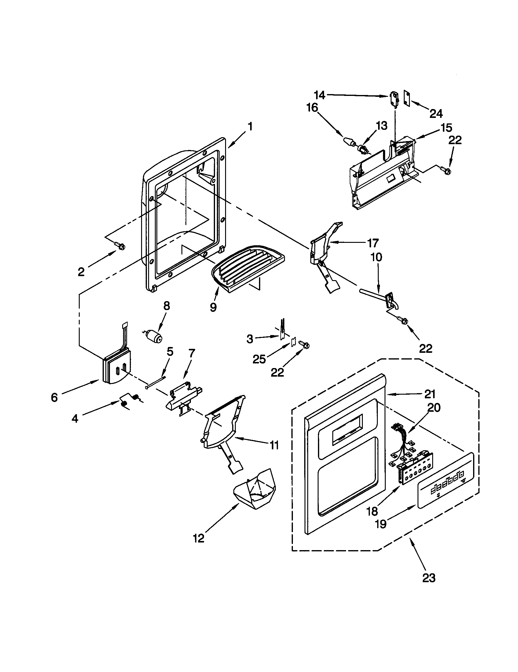 Kenmore 10650562990 dispenser front diagram
