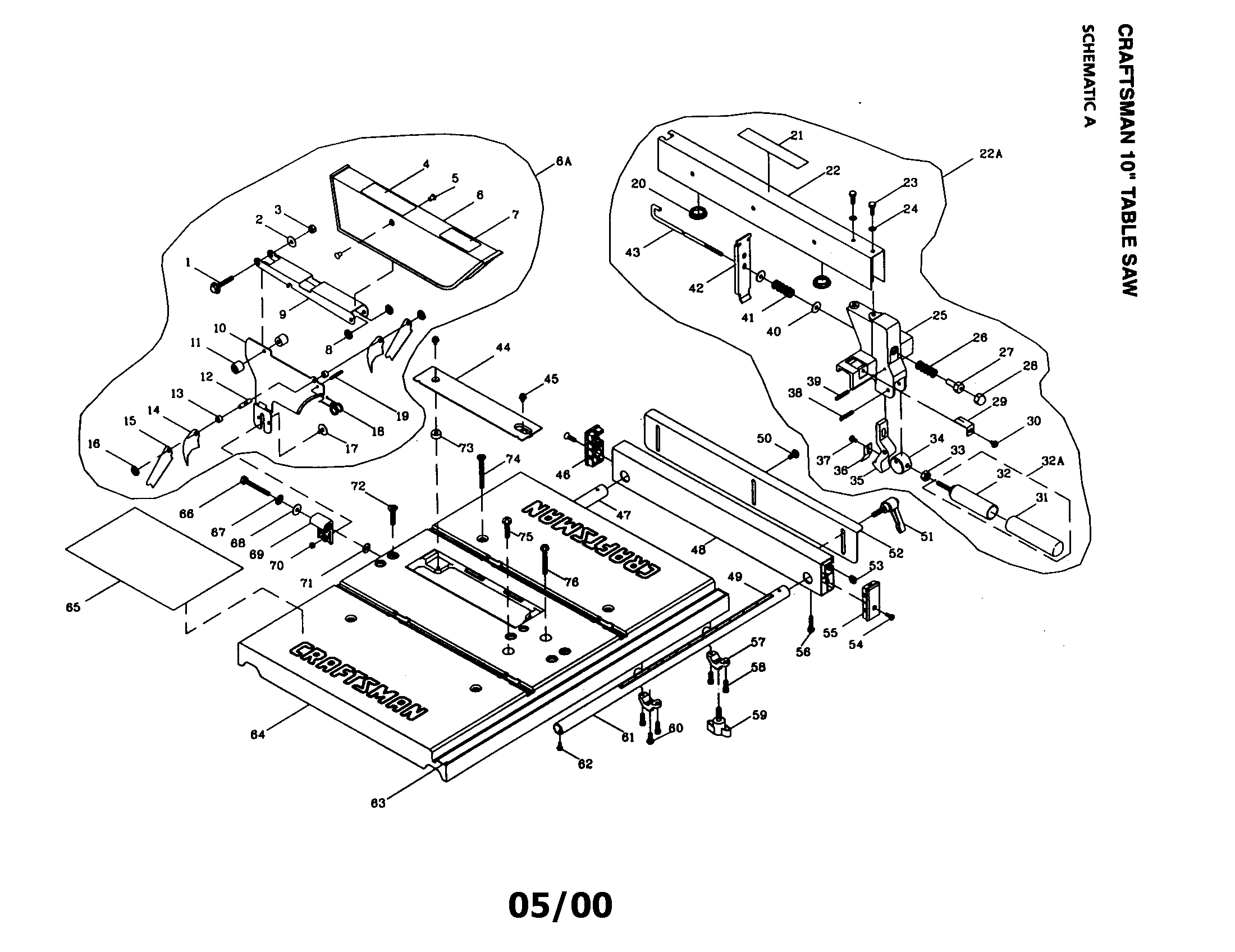 Craftsman 137218250 table saw diagram