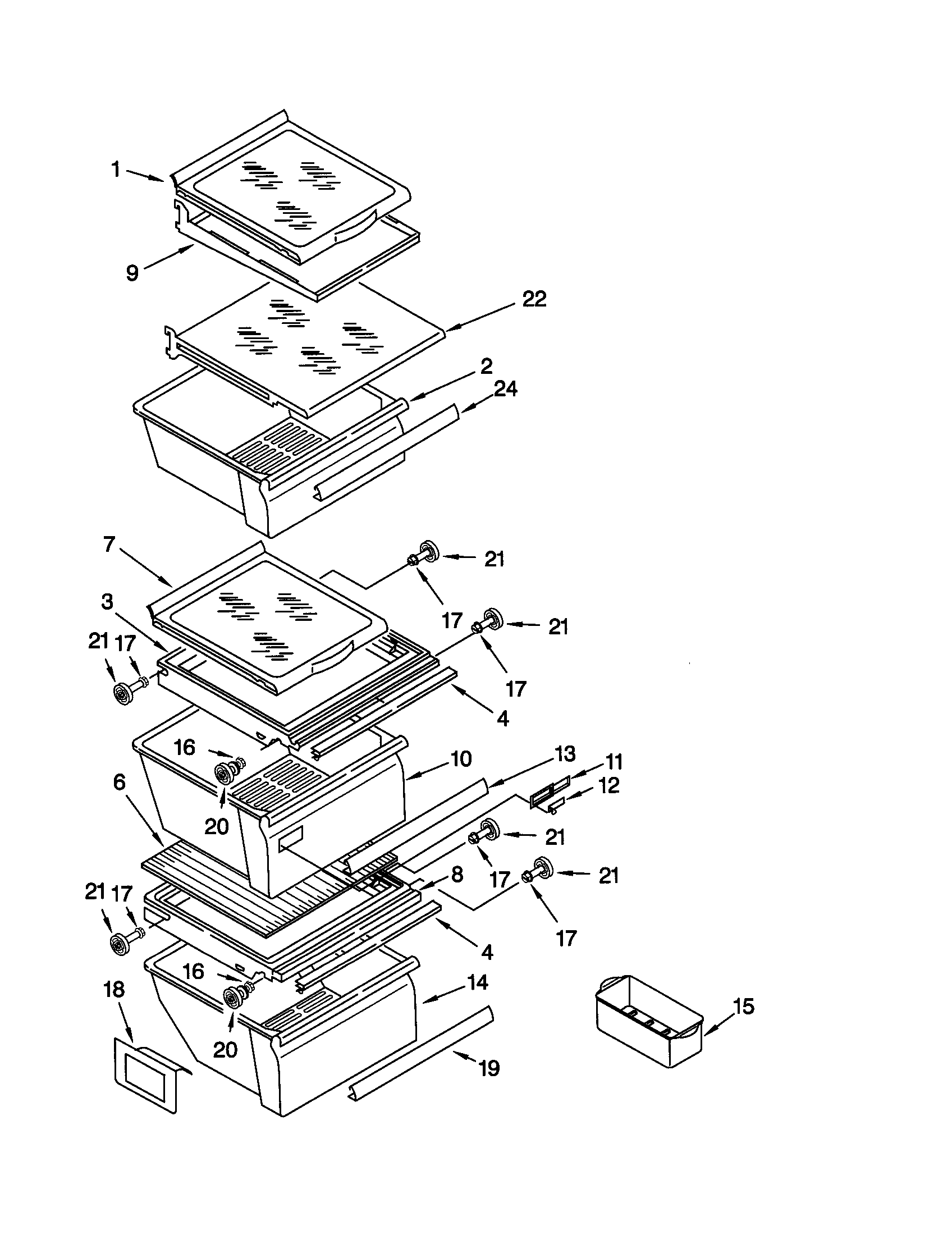Kenmore 10659297991 refrigerator shelf diagram