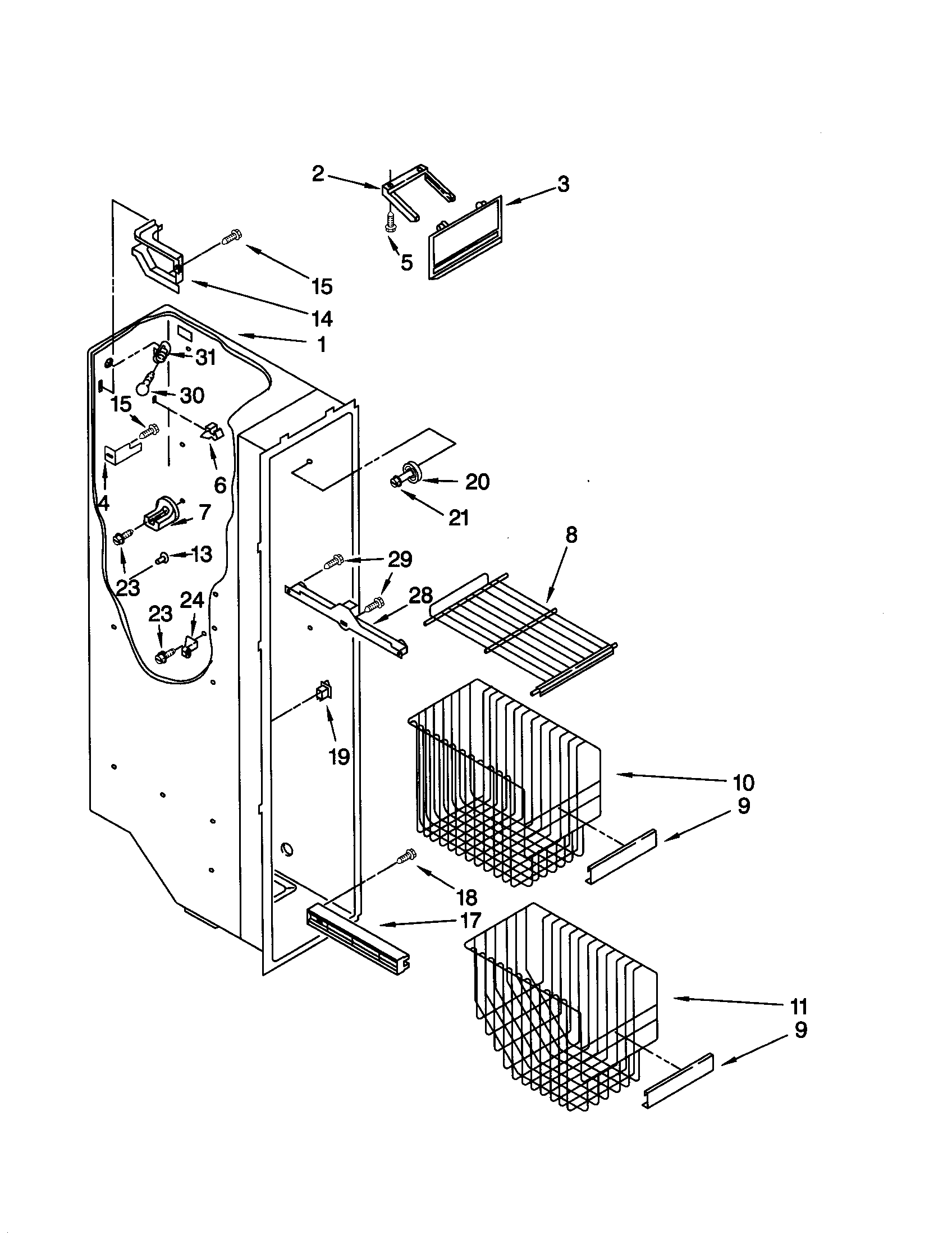 Kenmore 10659297991 freezer liner diagram