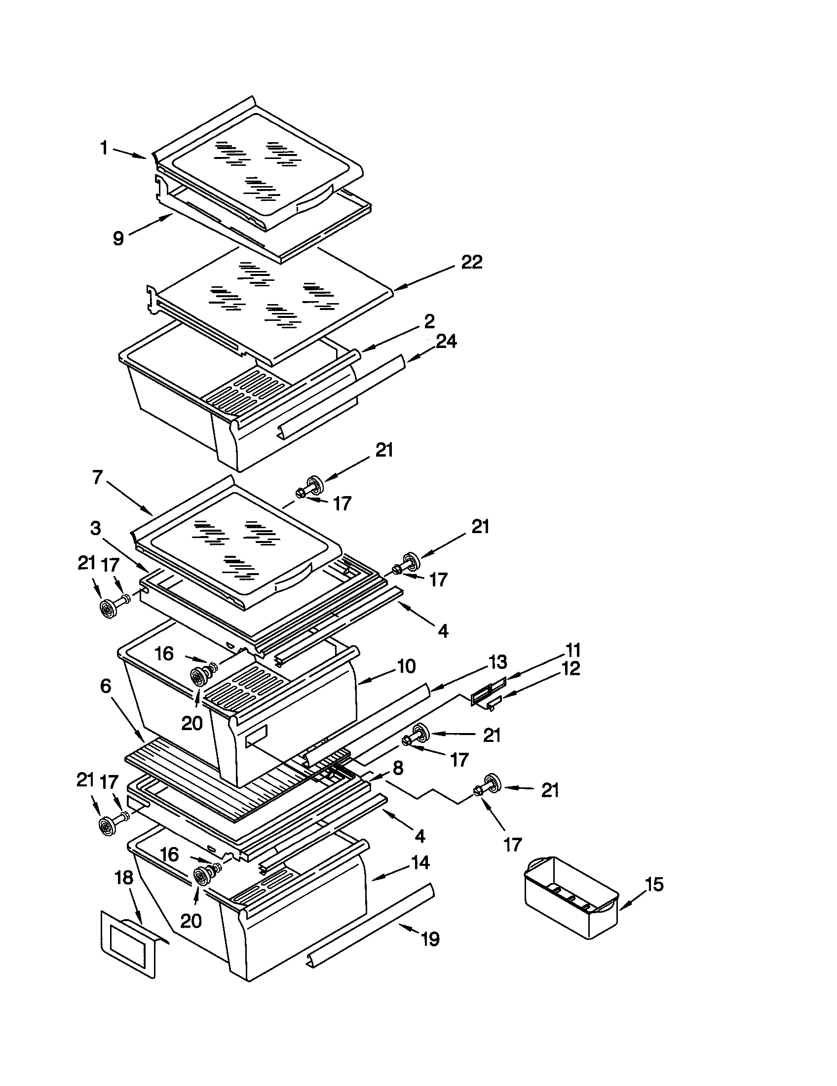 Kenmore 10659597990 refrigerator shelf diagram