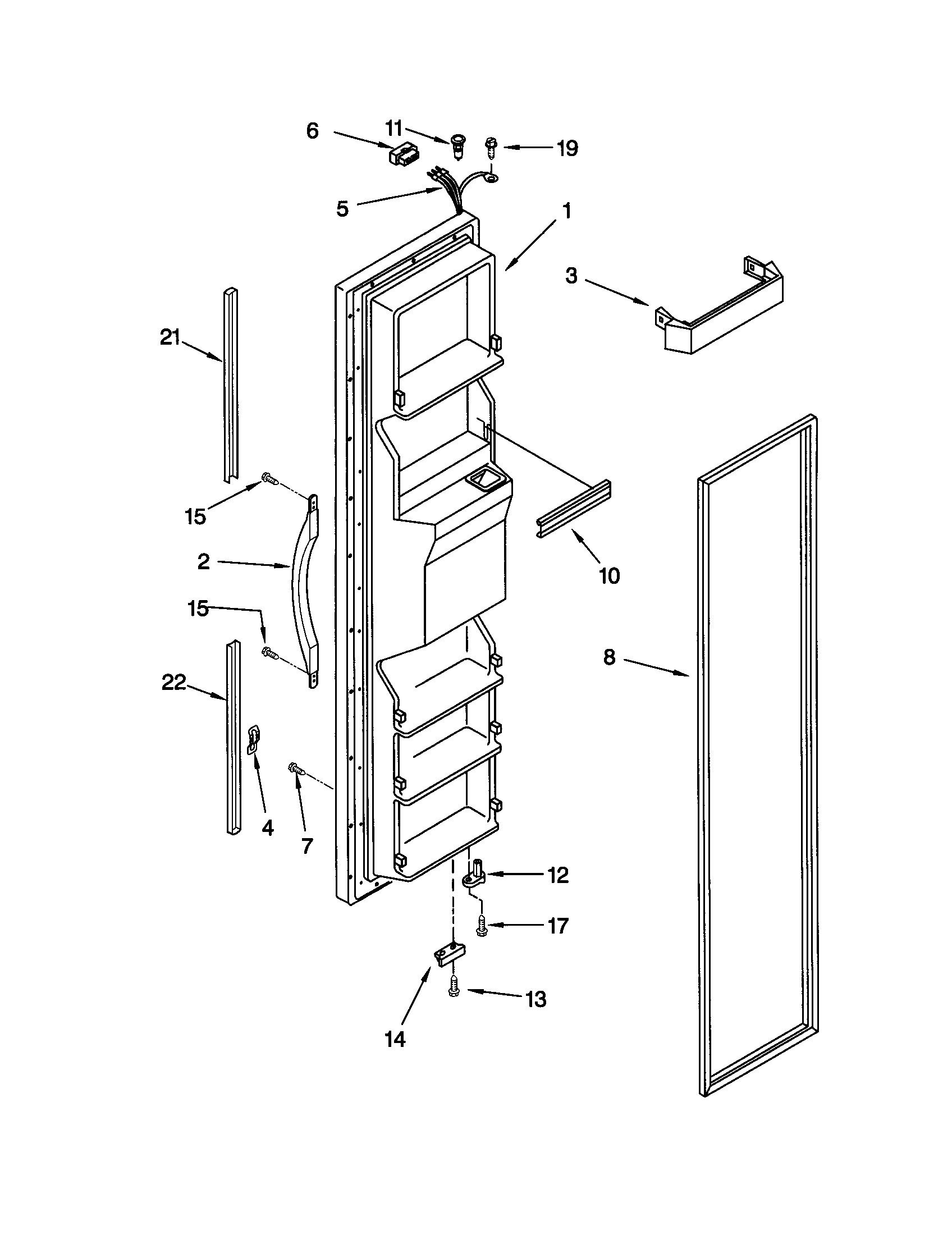 Kenmore 10659597990 freezer door diagram