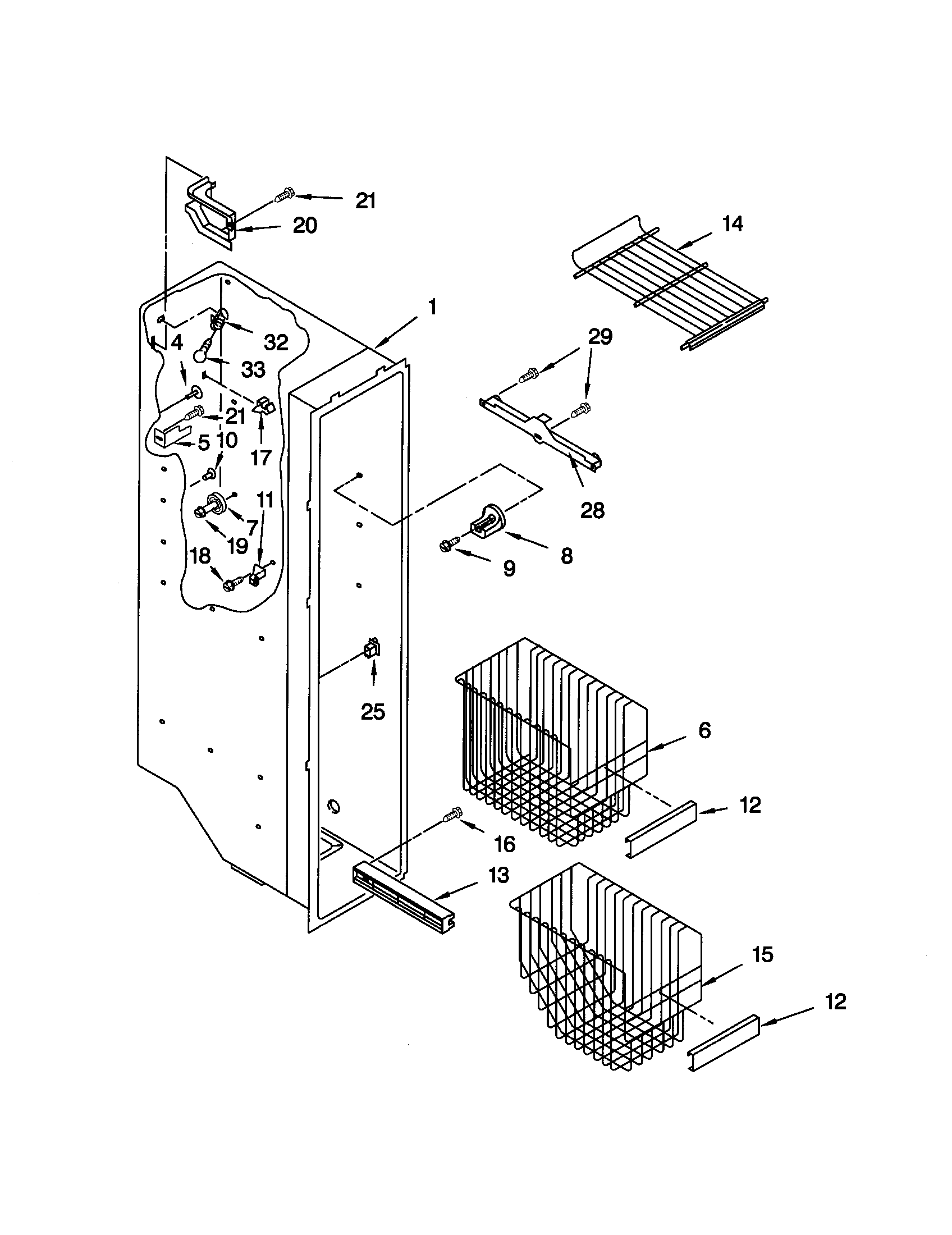 Kenmore Elite 10650203990 freezer liner diagram