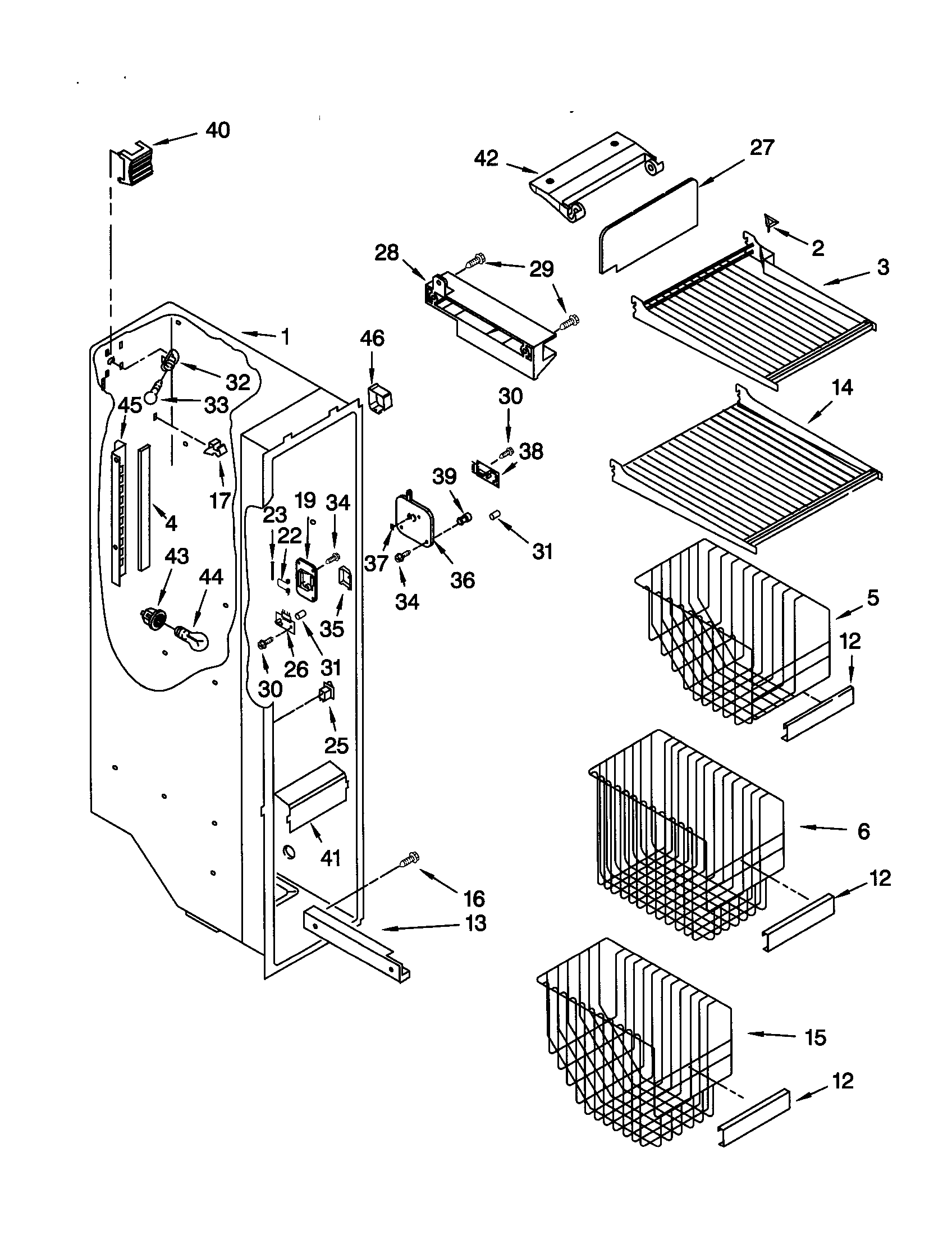 Kenmore Elite 10650599000 freezer liner diagram