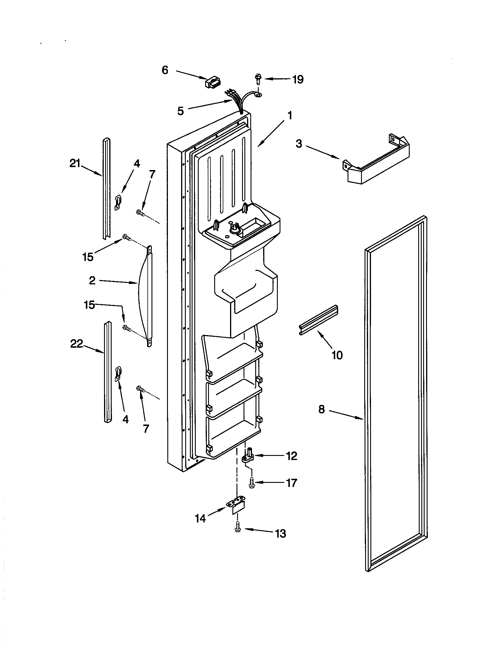 Kenmore Elite 10650599000 freezer door diagram