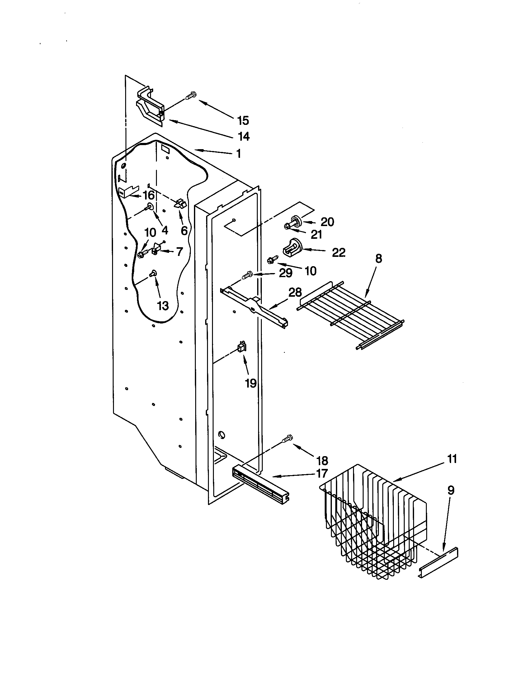 Kenmore 10650269990 freezer liner diagram