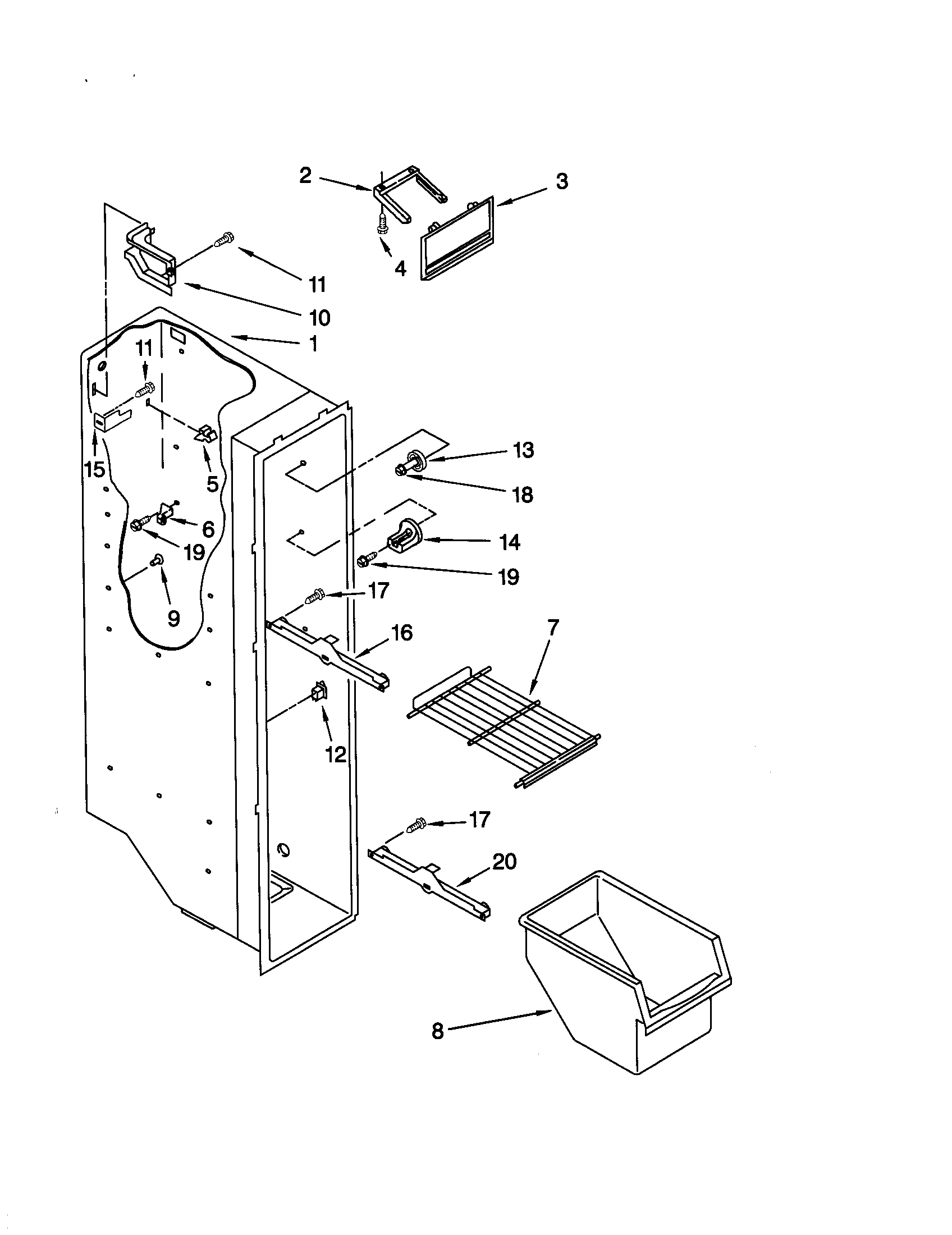 Kenmore 10650037000 freezer liner diagram