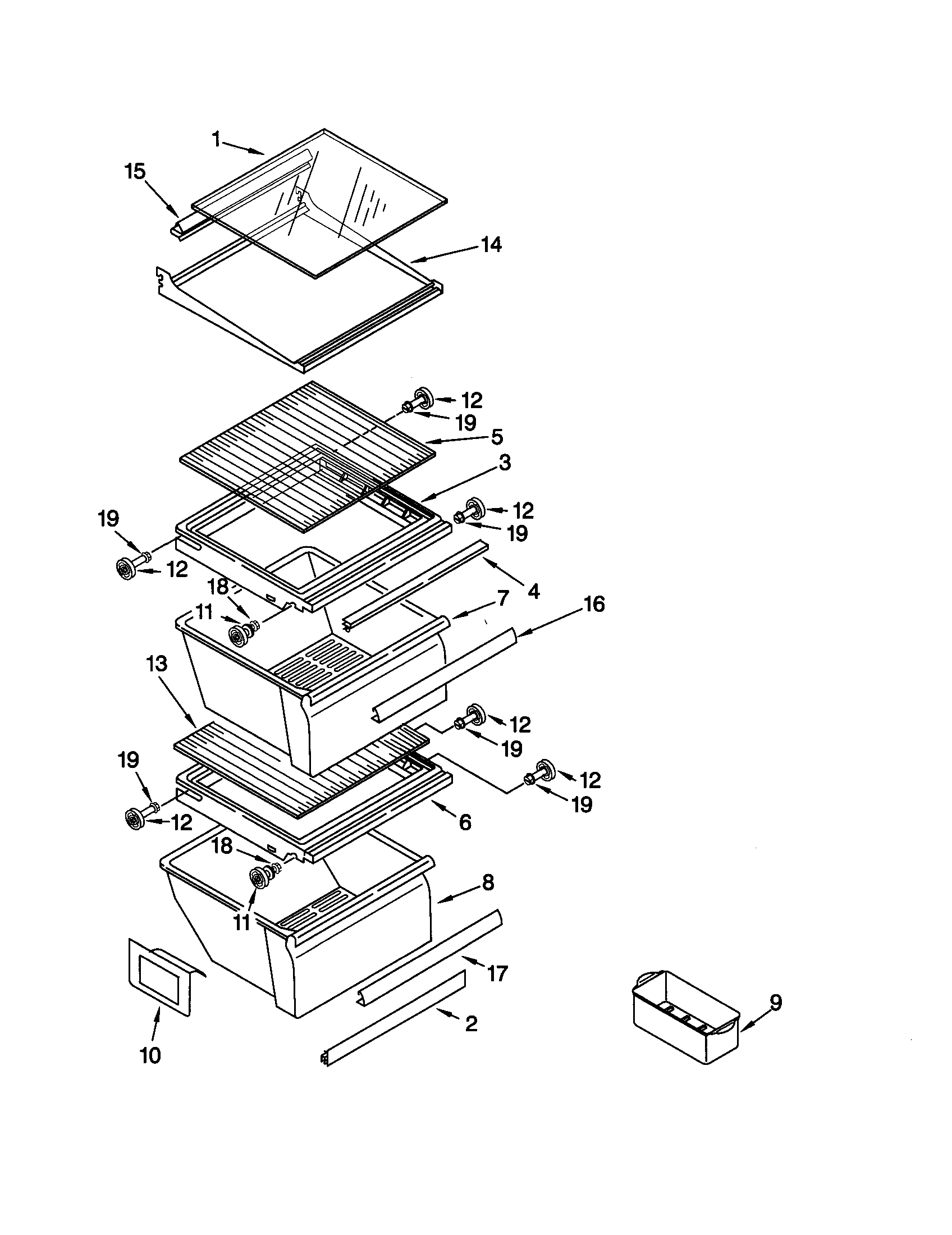 Kenmore 10659021991 refrigerator shelf diagram