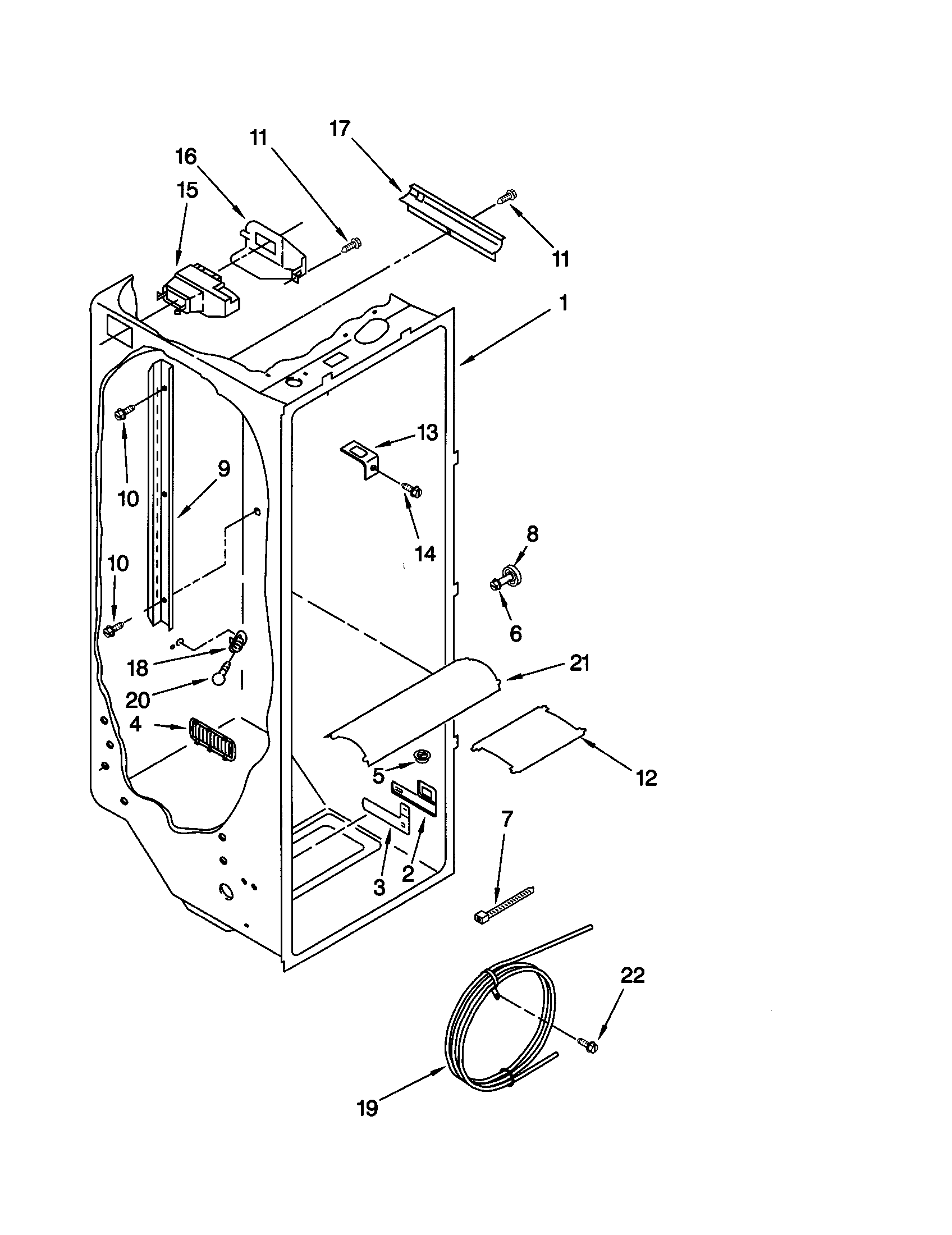 Kenmore 10659799990 refrigeator liner diagram