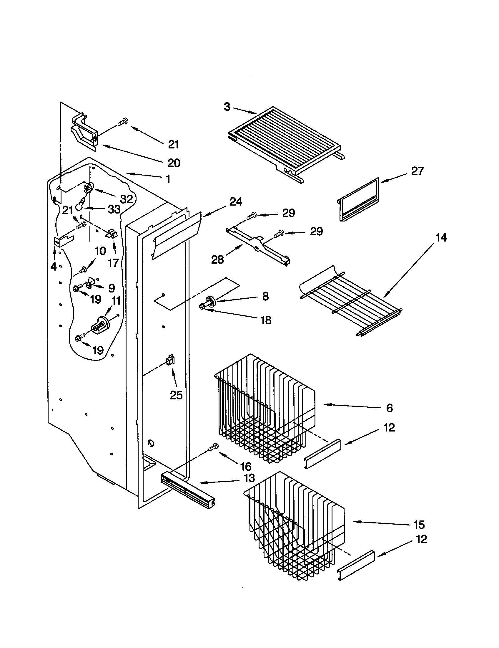 Kenmore 10659799990 freezer liner diagram