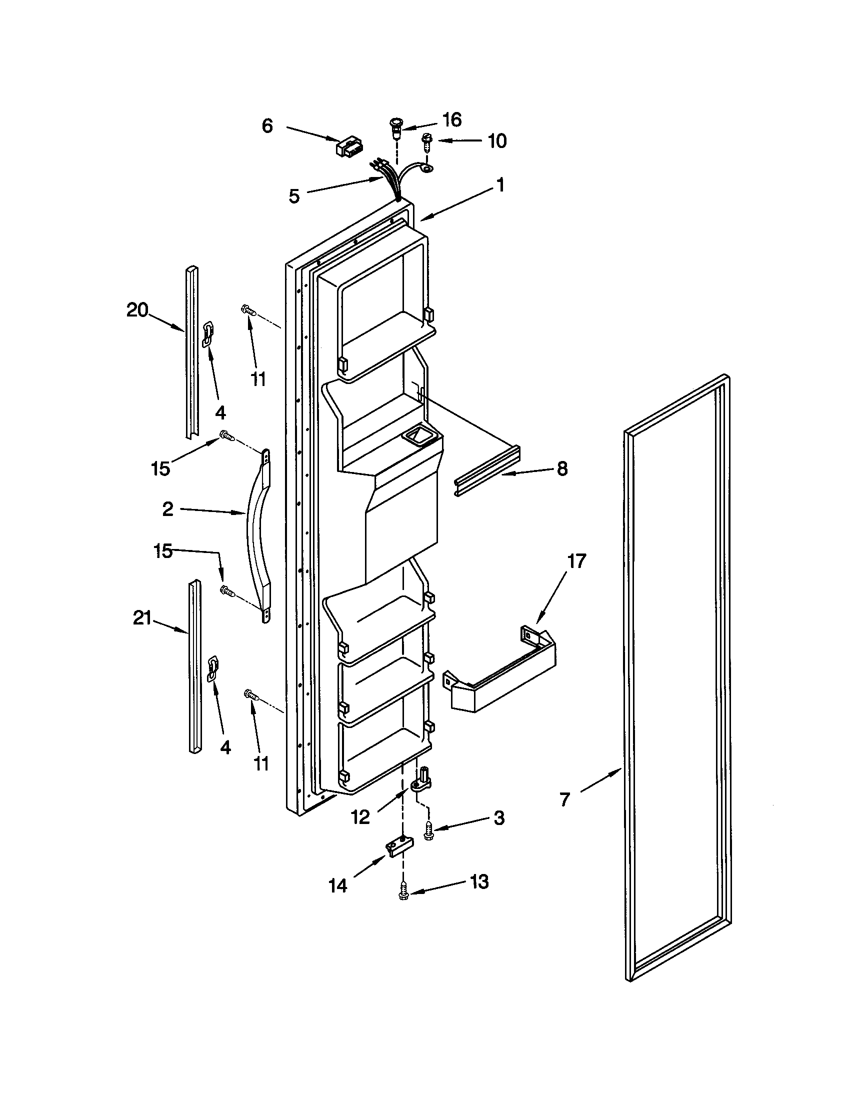 Kenmore 10659799990 freezer door diagram