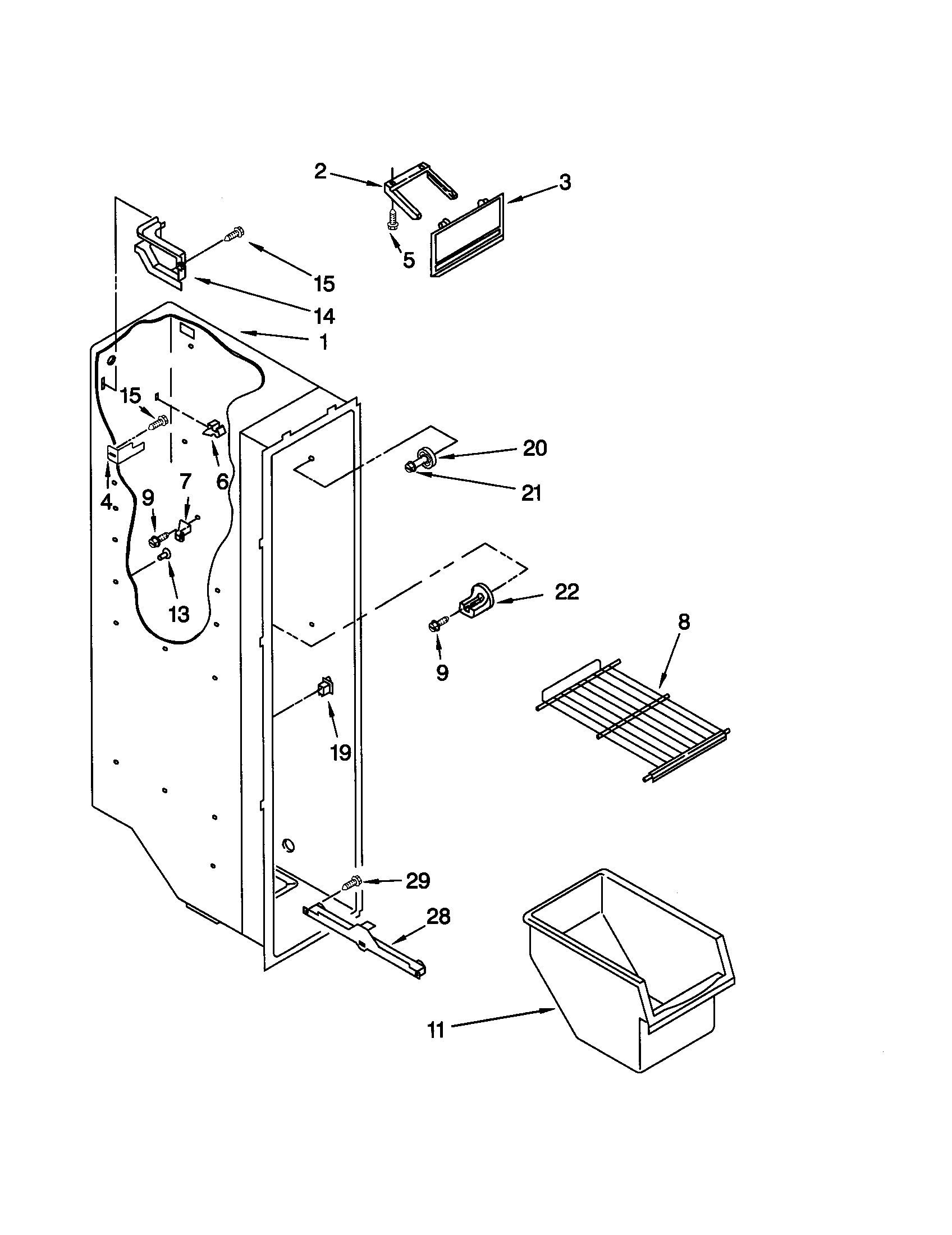 Kenmore 10659217990 freezer liner diagram