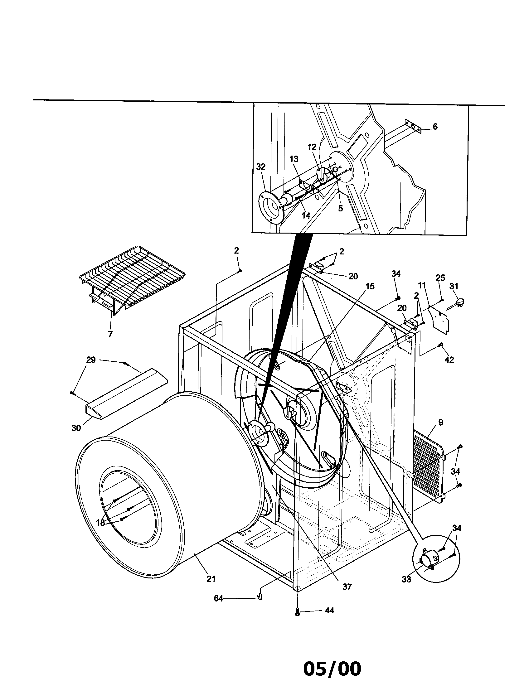 Sears Canada 970C9004200 drum/cabinet diagram