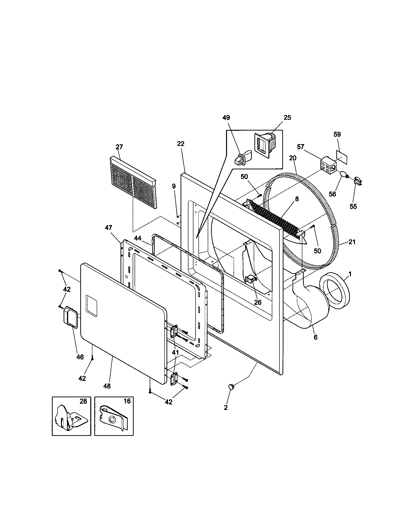 Sears Canada 970-C90052-00 door assembly diagram