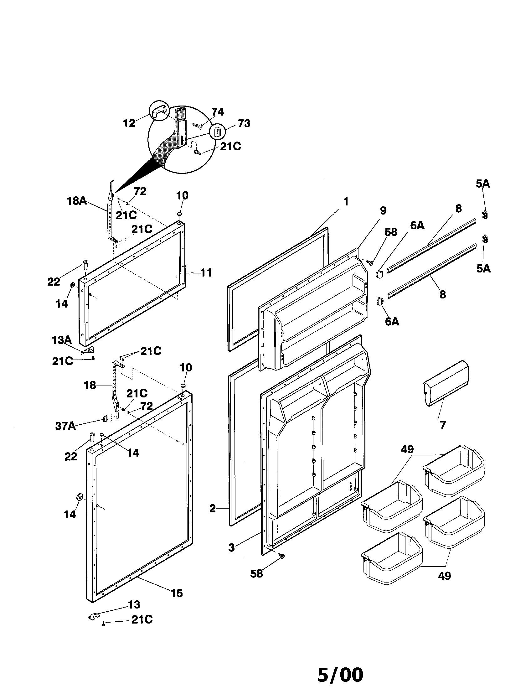 Kenmore 25360137993 door diagram