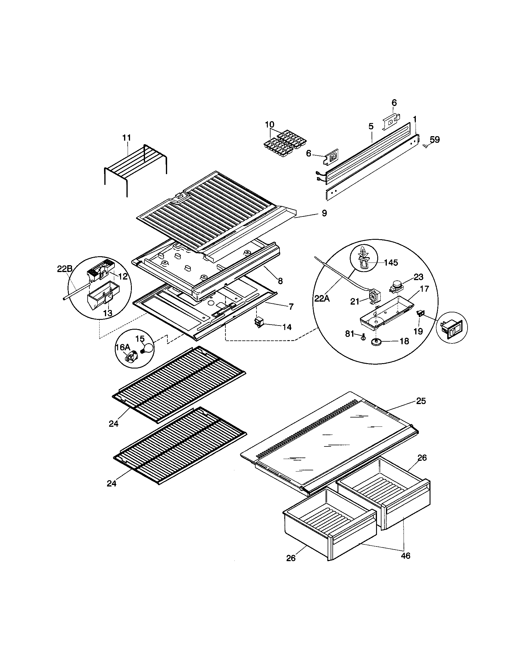 Kenmore 25339608992 shelves diagram