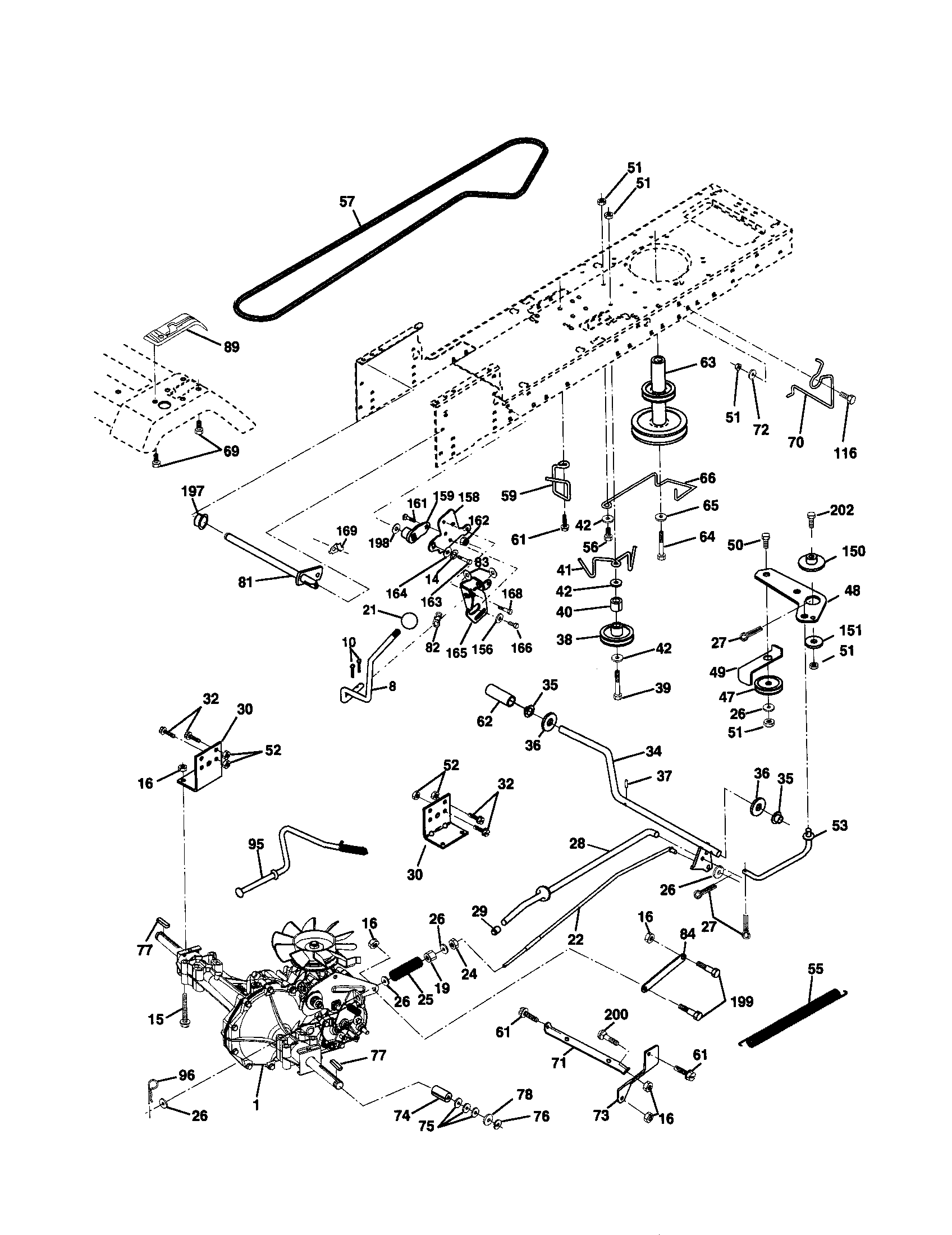 Poulan PR16H42STB drive diagram