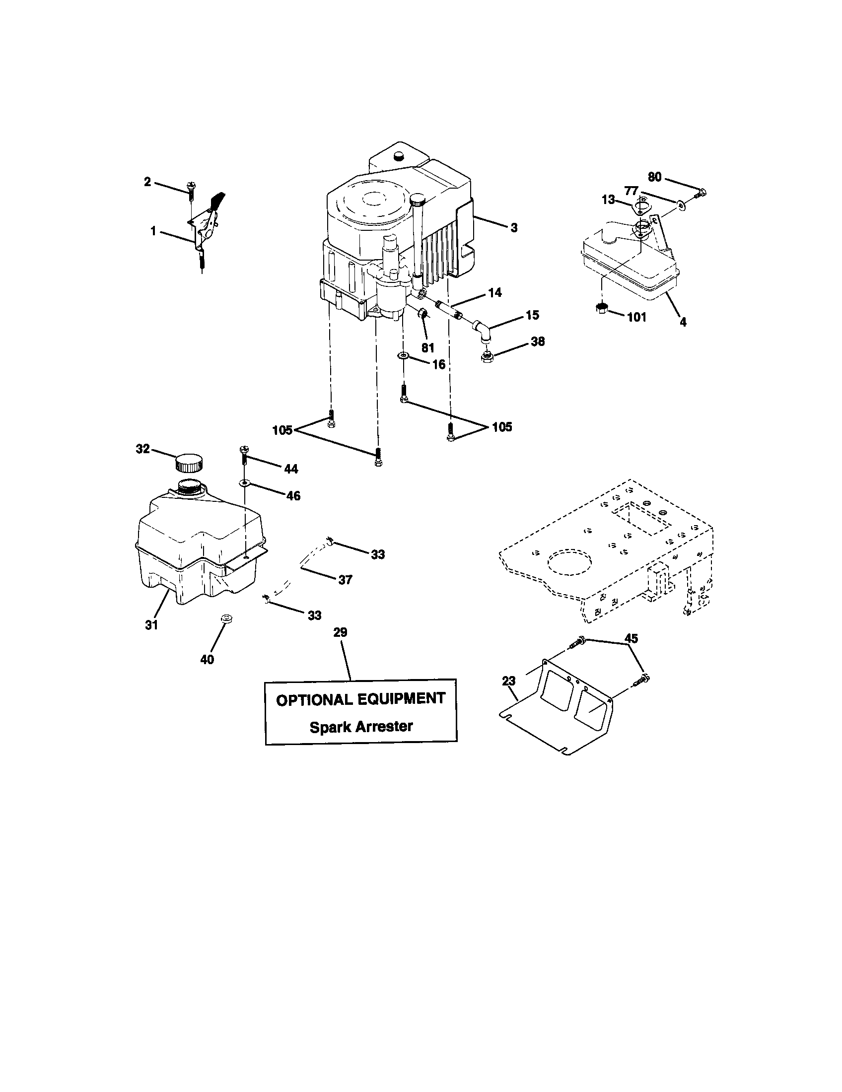 Poulan PR16H42STB engine diagram