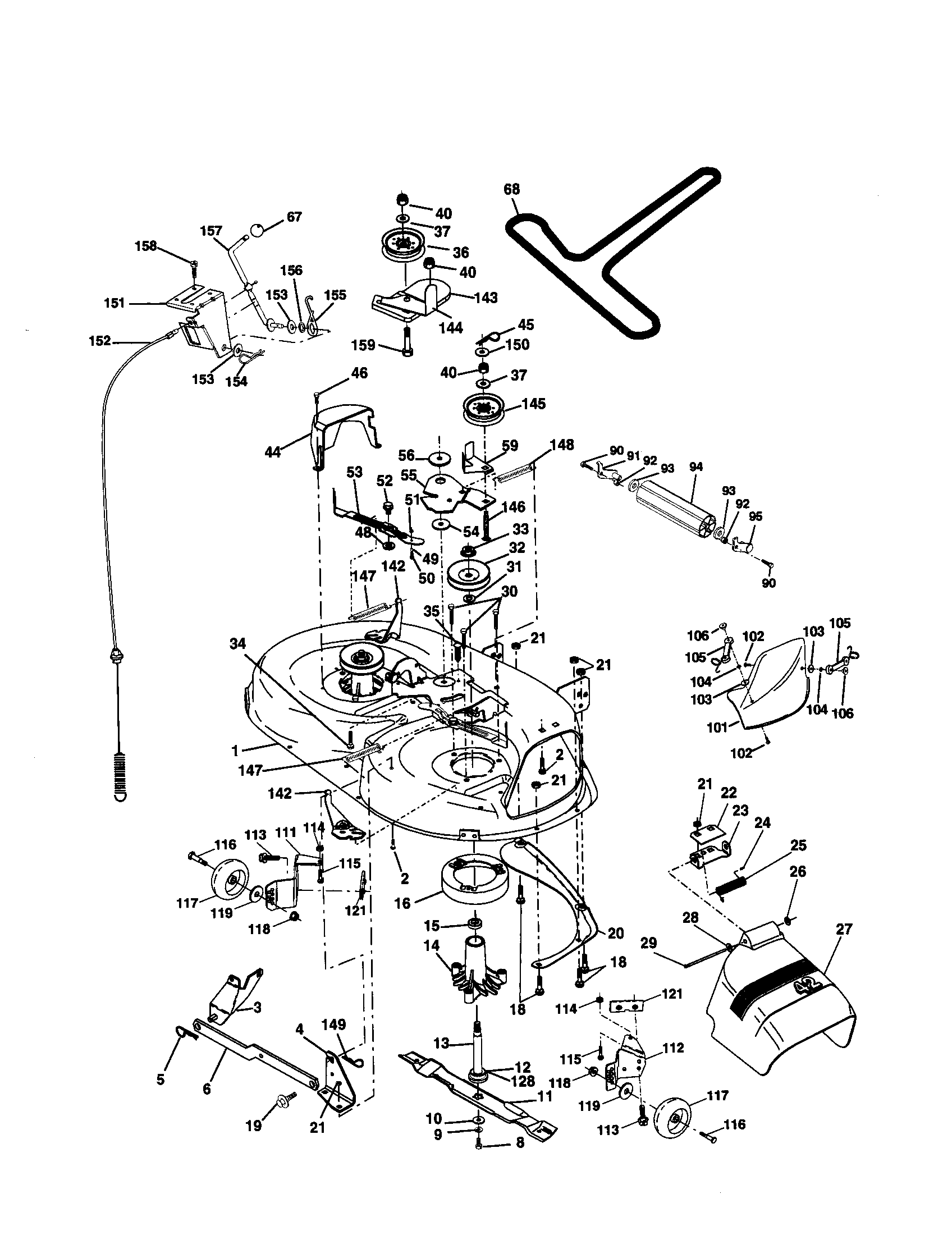 Poulan PR16H42STB mower deck diagram