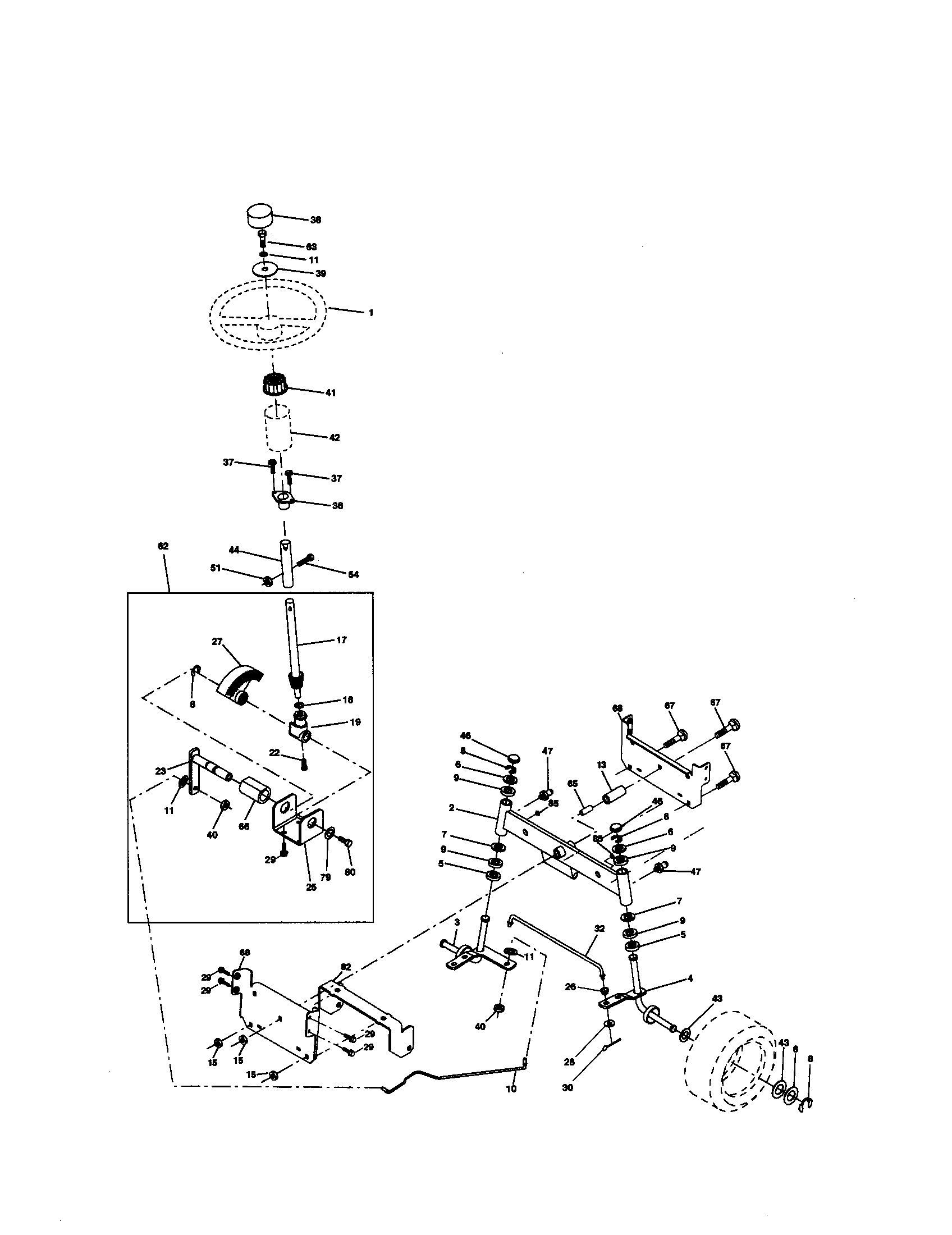 Craftsman 917270762 steering assembly diagram