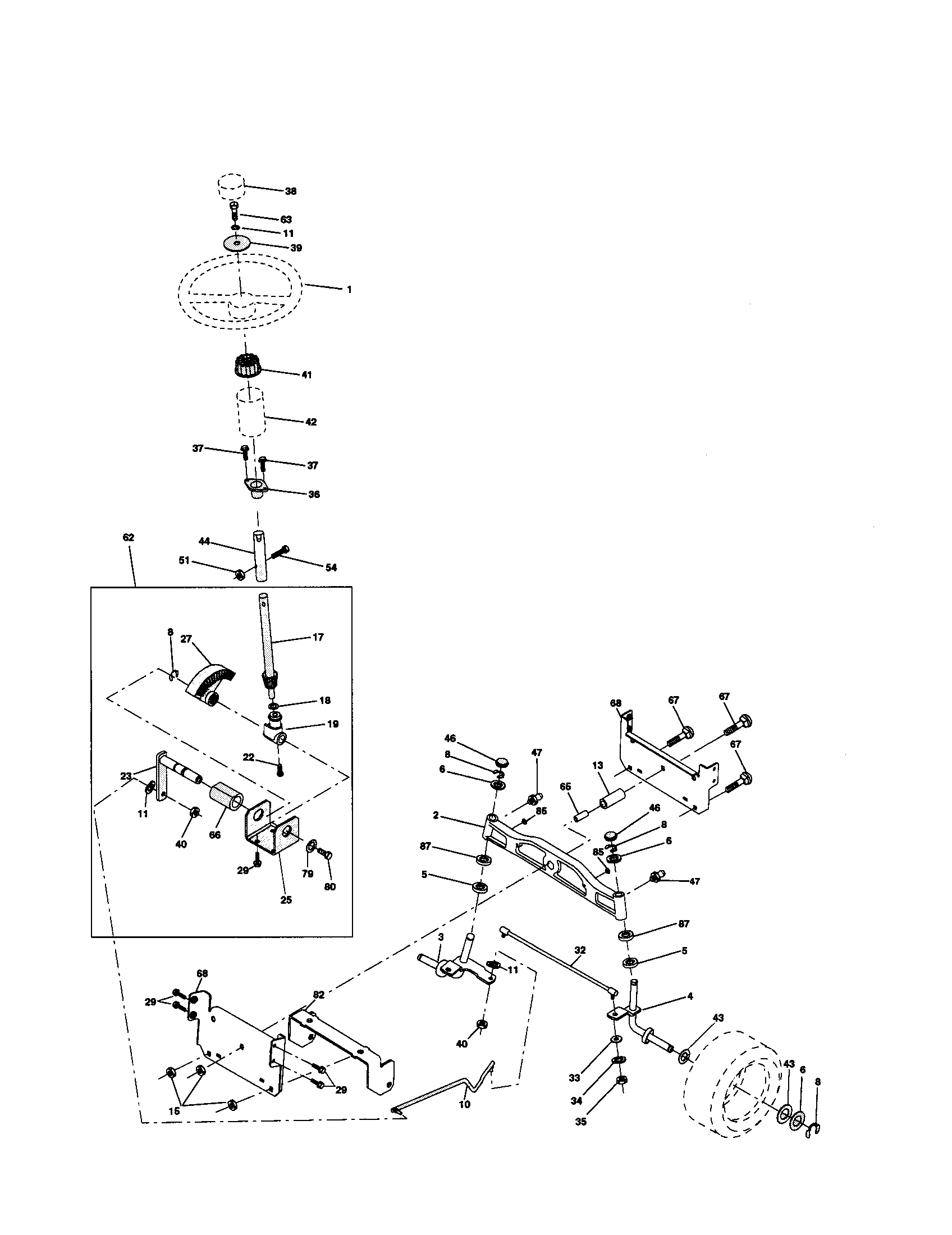 Craftsman 917279921 steering assembly diagram