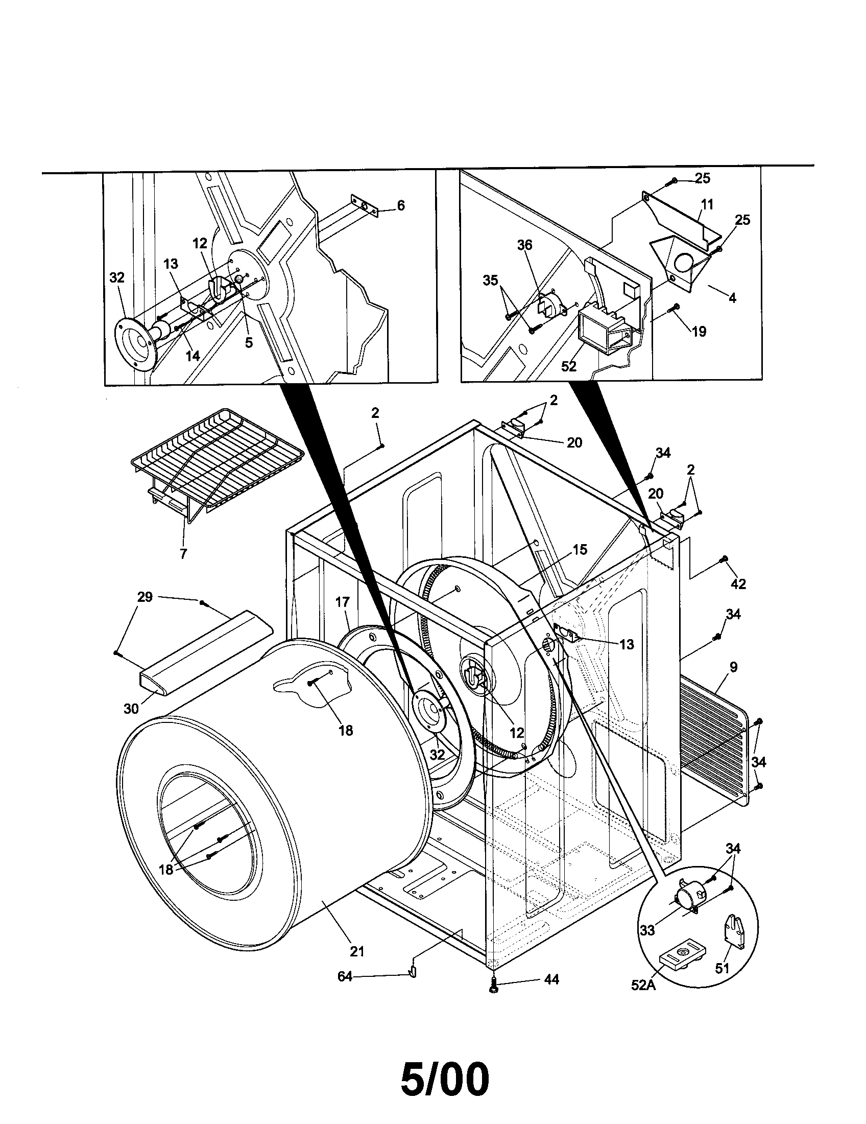 Kenmore 41780052991 drum/heater housing diagram