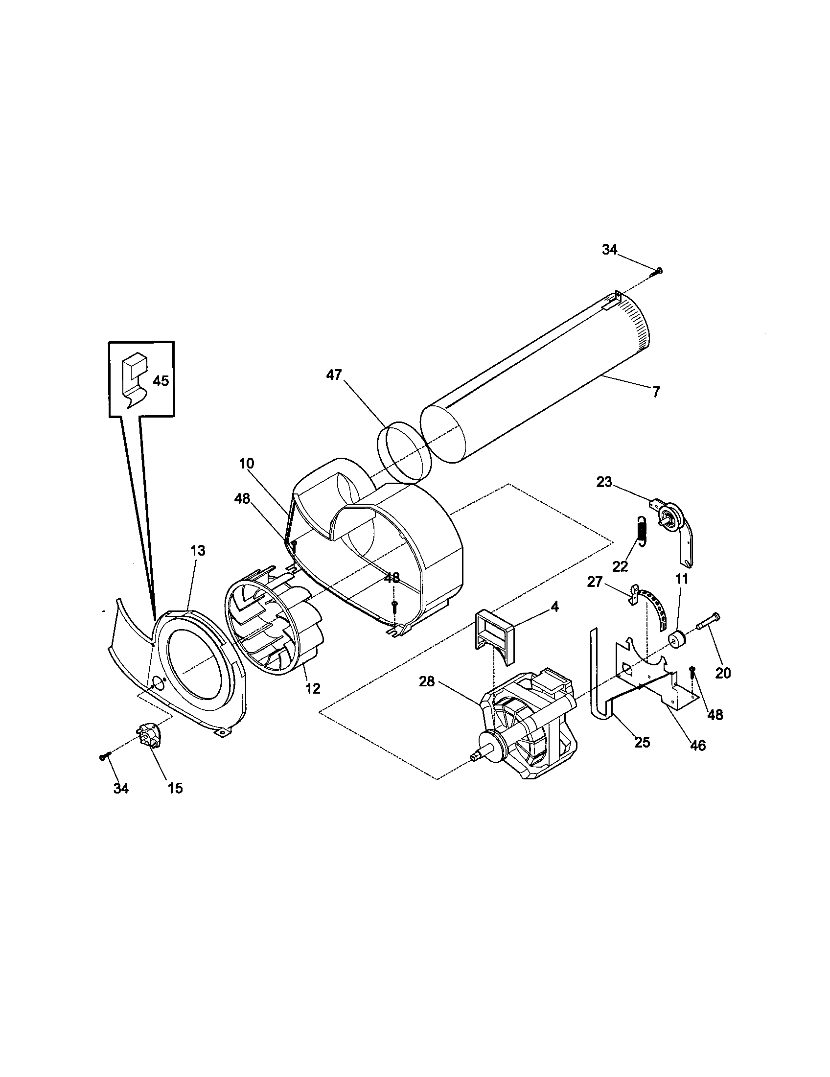 Kenmore 41780052991 motor/fan housing diagram