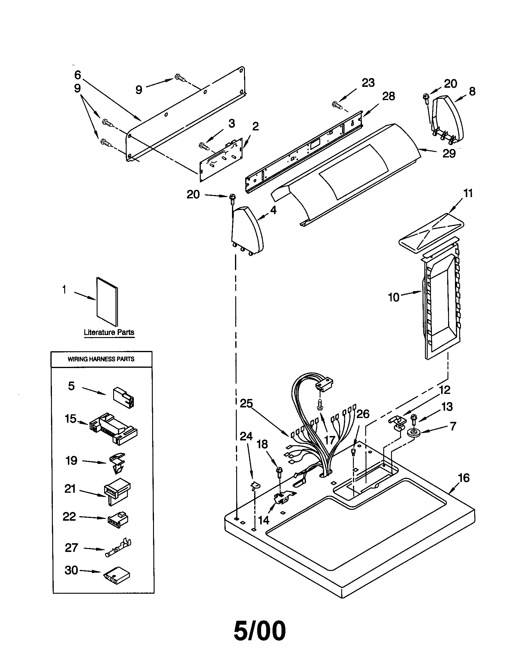 Whirlpool GGX9868JQ0 top and console diagram