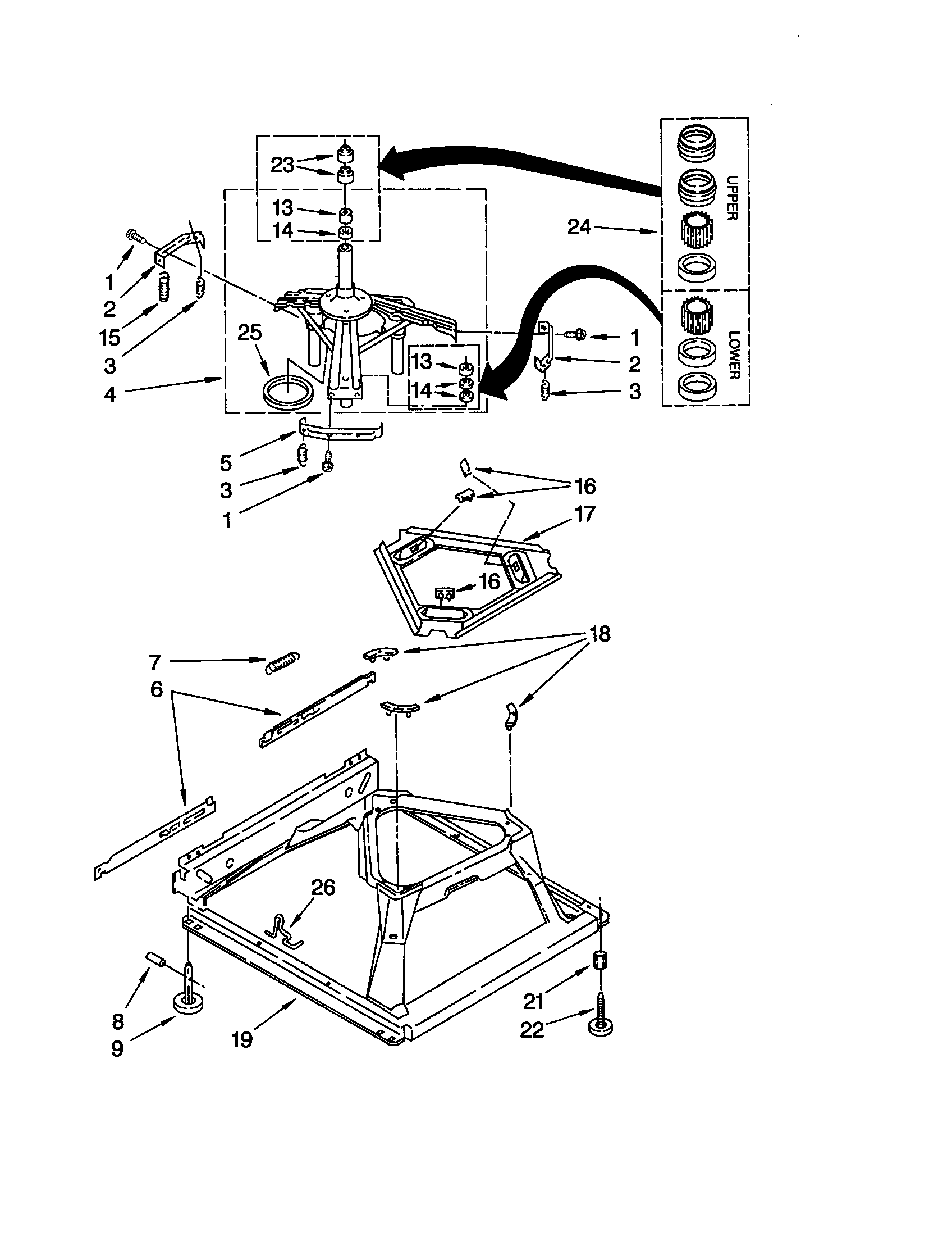 Whirlpool LXR9445JQ0 machine base diagram