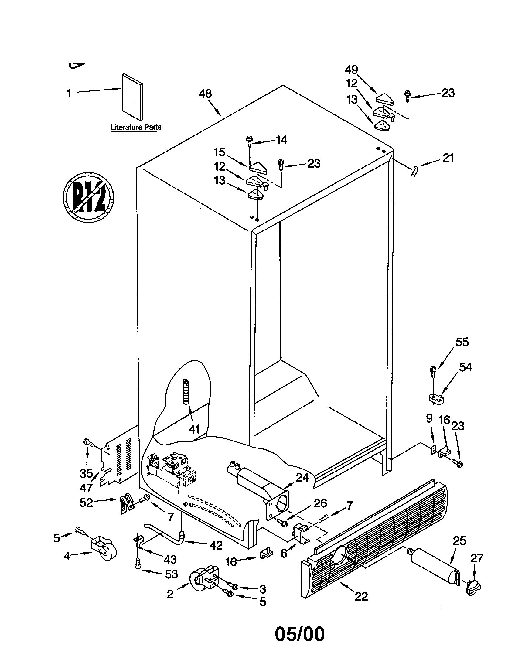 Whirlpool GD25SFXHS03 cabinet diagram