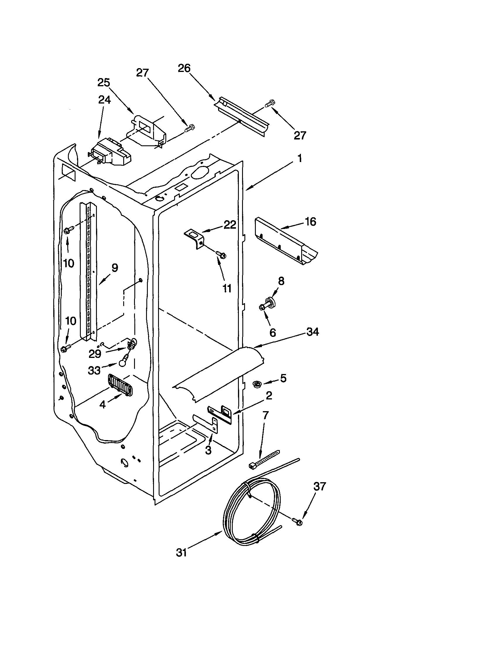 Whirlpool GD25SFXHS03 refrigerator liner diagram